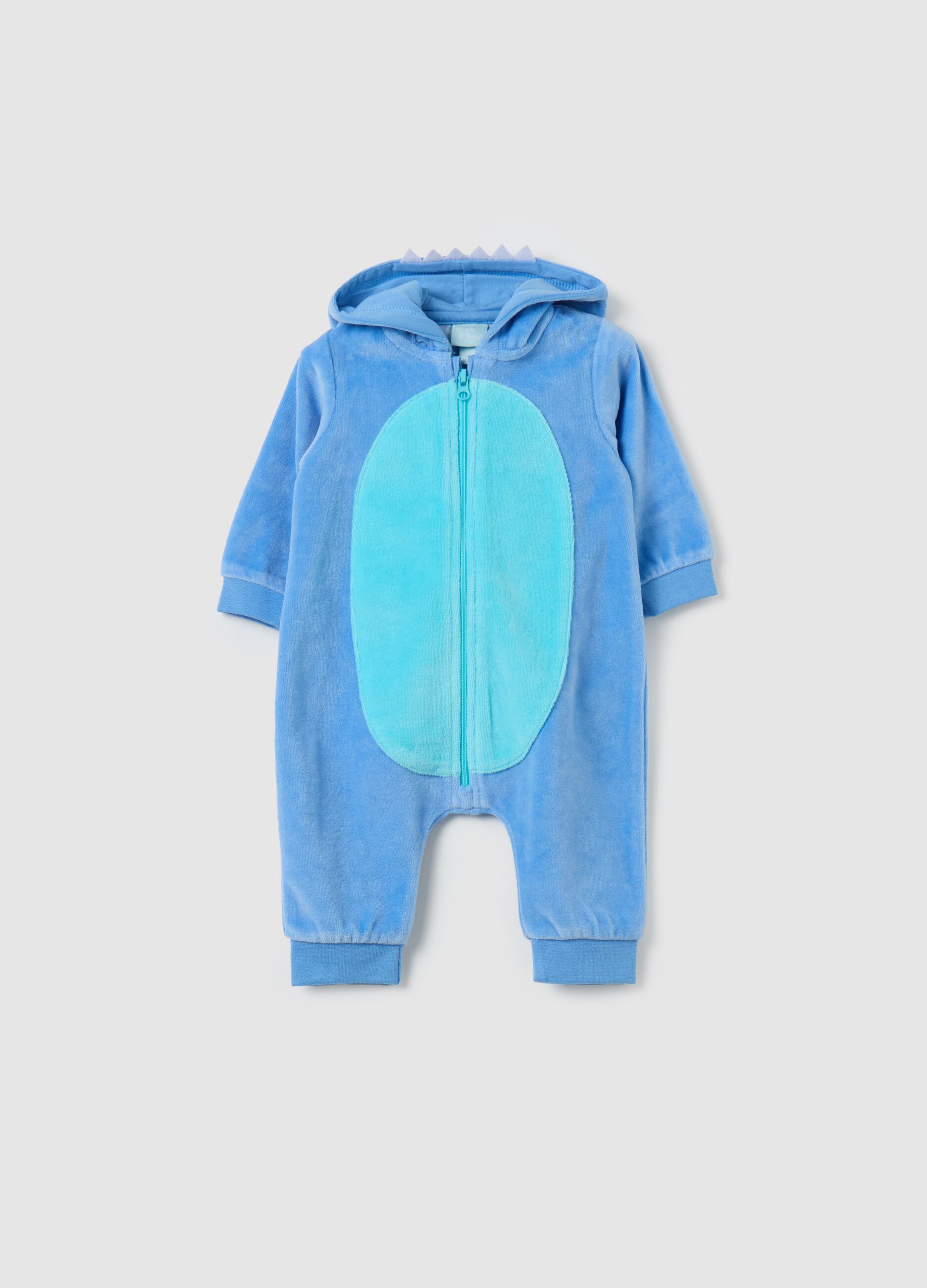 Velour onesie with Stitch embroidery