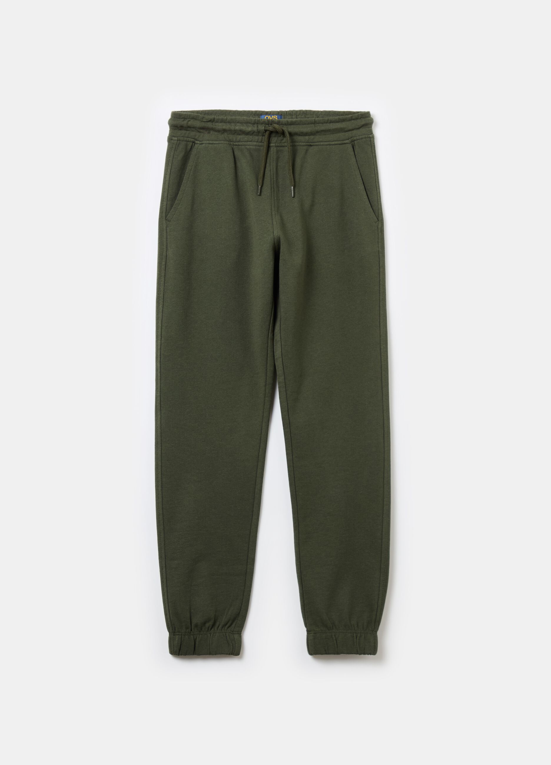 Solid colour fleece joggers with drawstring