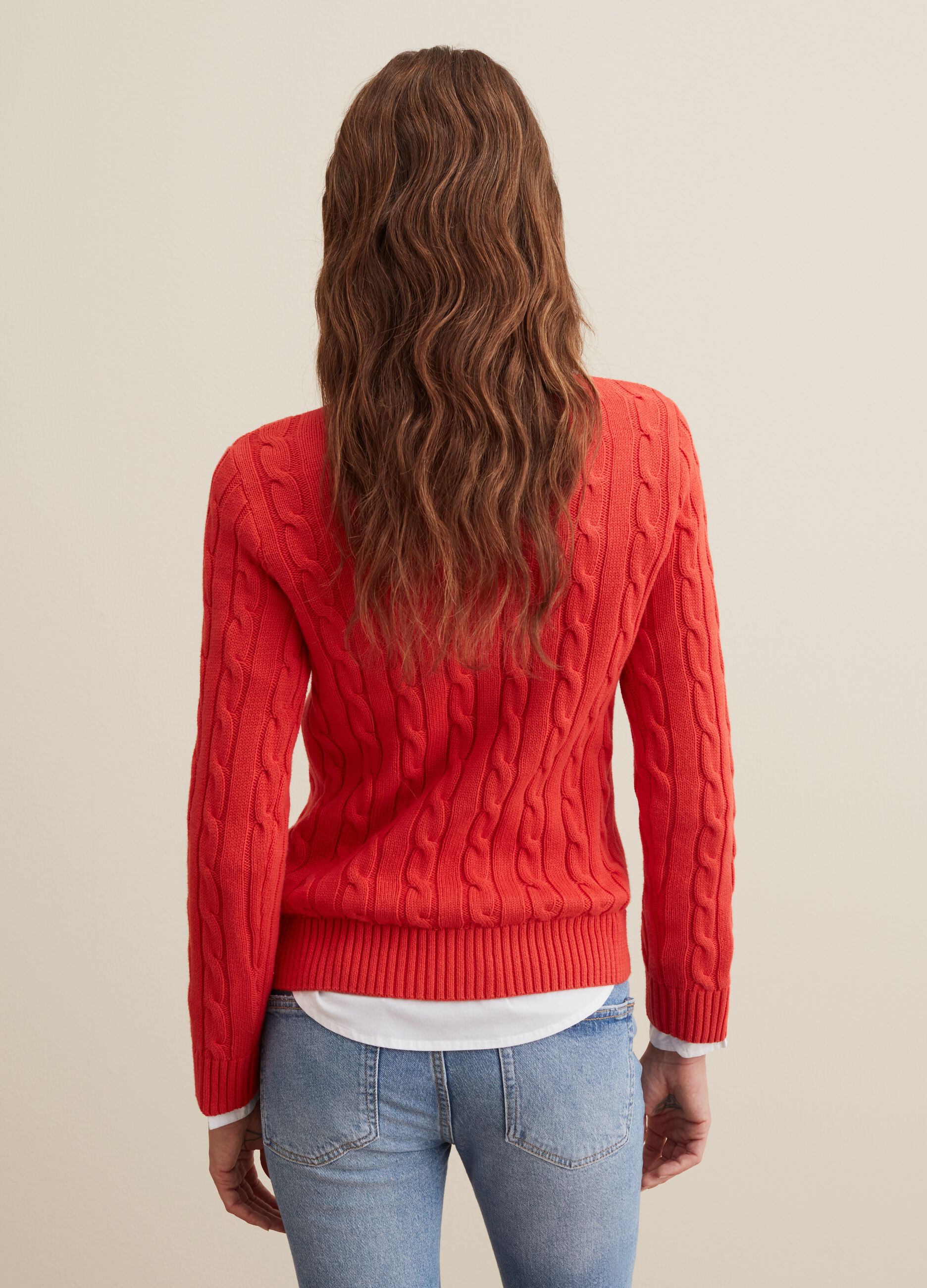 Cable knit crew-neck pullover