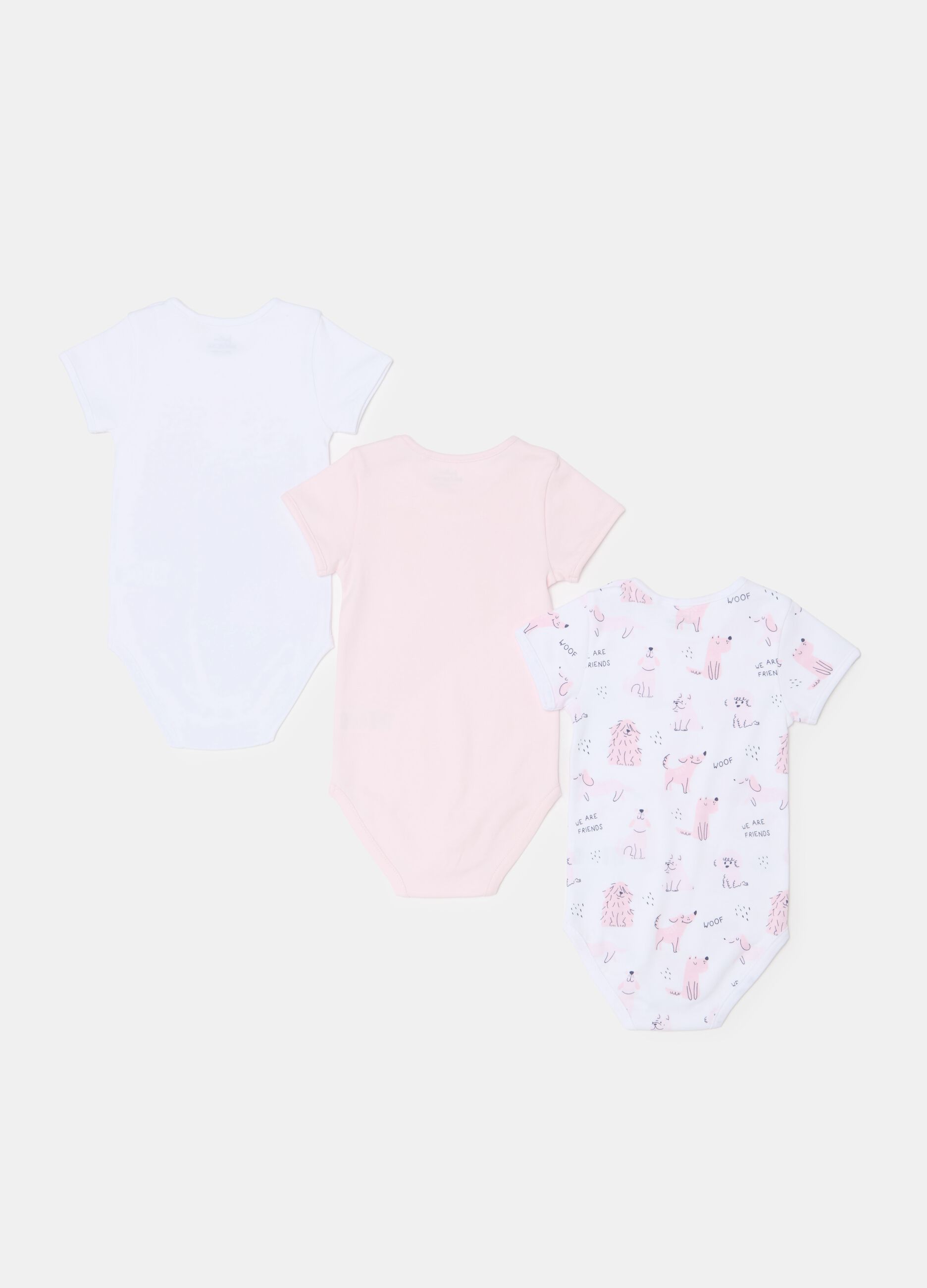 Three-pack bodysuits in organic cotton with print