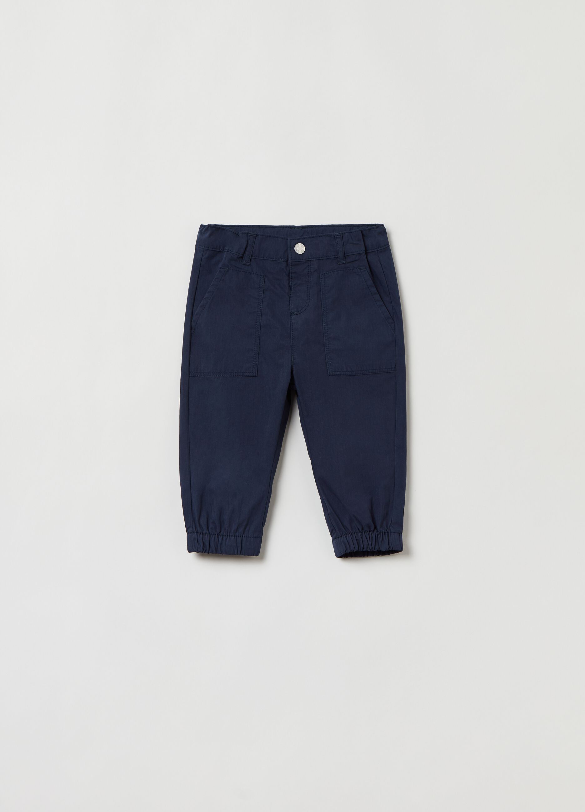 Solid colour poplin trousers 