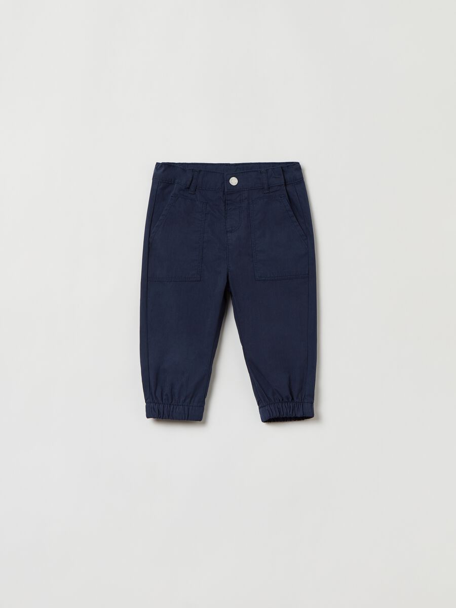 Solid colour poplin trousers _0