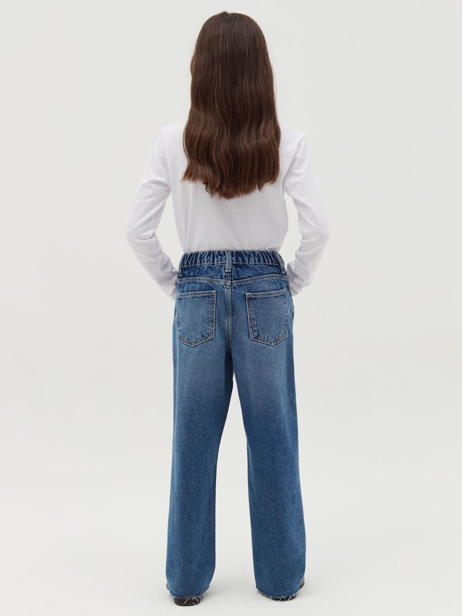 Culotte jeans with five pockets and raw edging_2