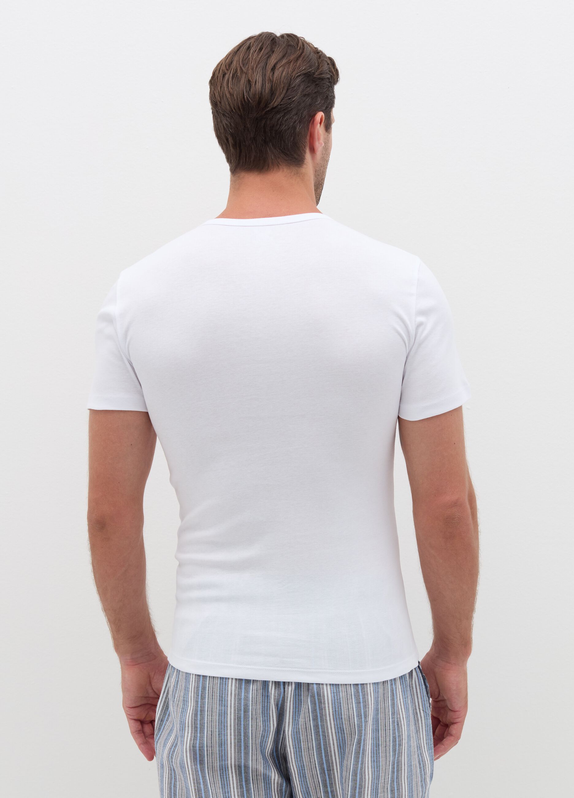 Two-pack undershirts with thin ribbing