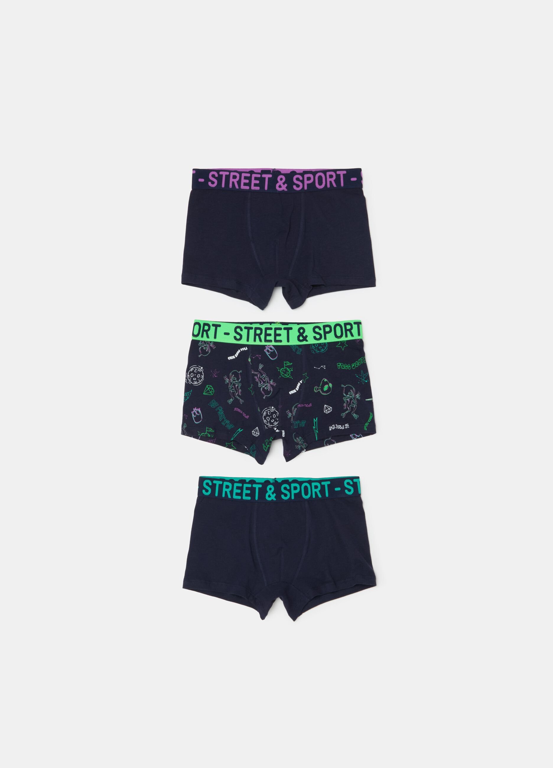 Three-pack boxer shorts with print in organic cotton