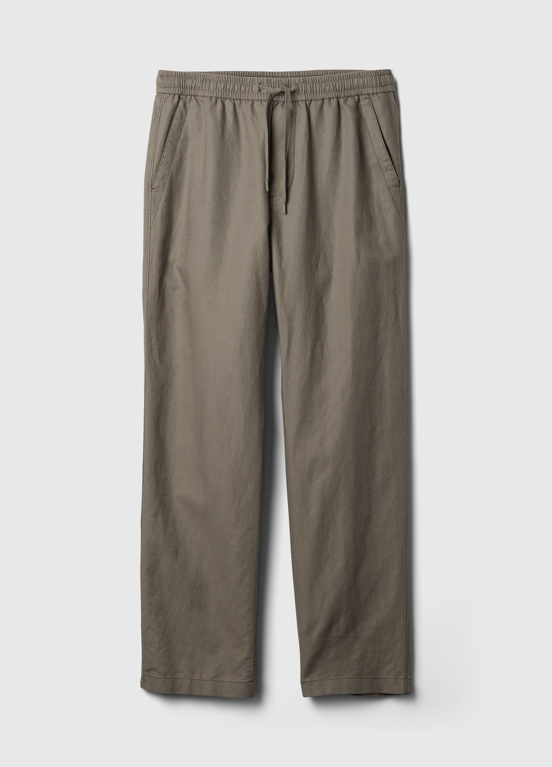 Pantalone pull-on in lino e cotone