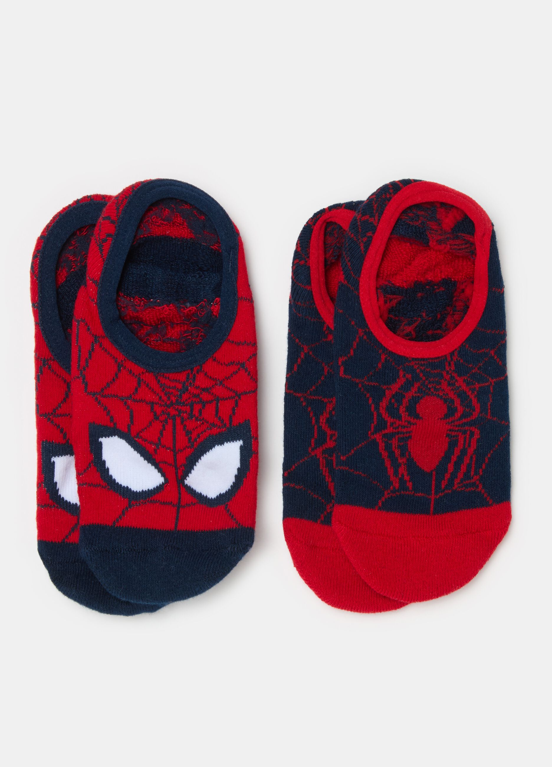 Two-pair pack slipper socks with Spider-Man design