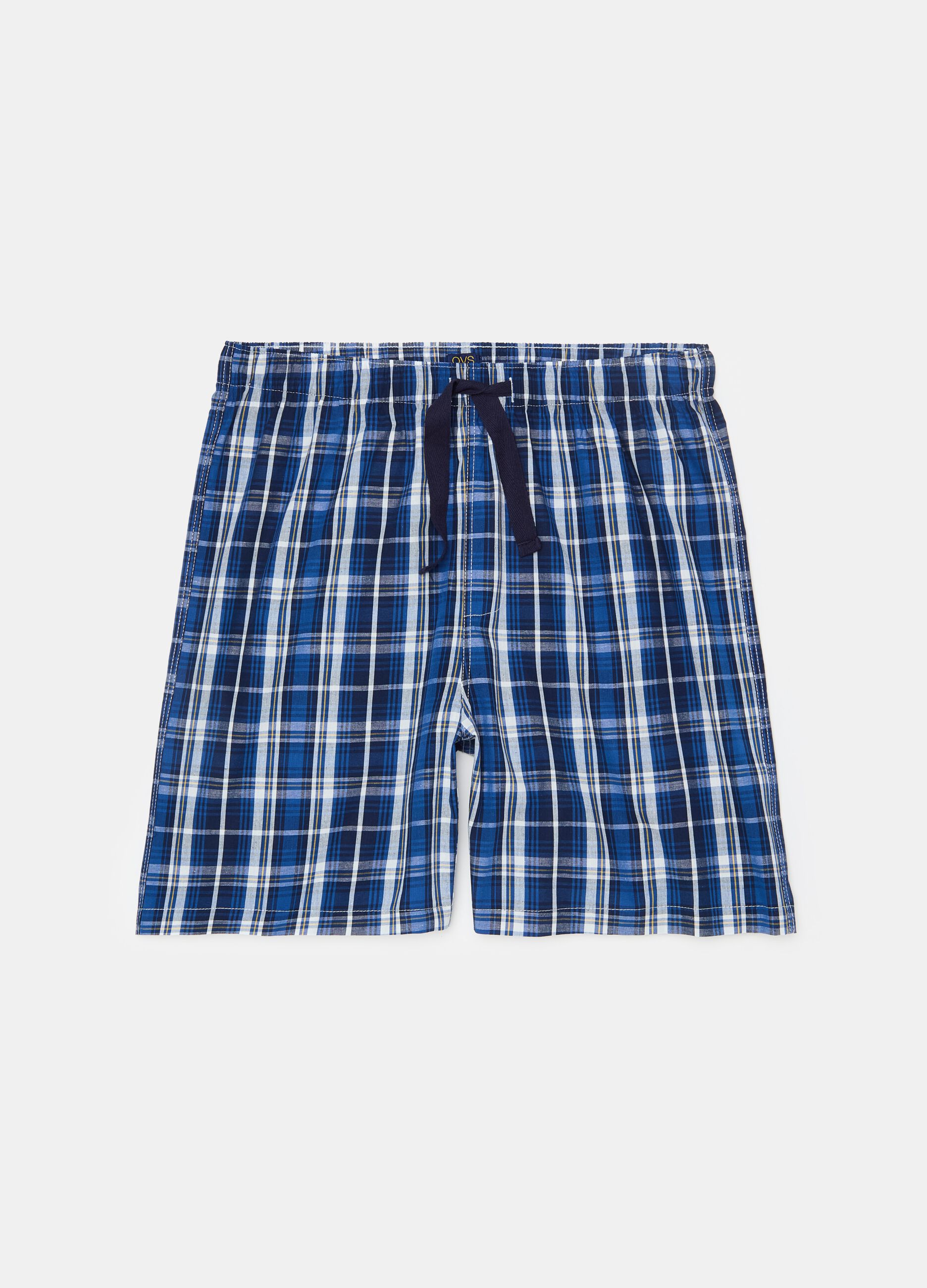 Pyjama shorts in cotton canvas with drawstring