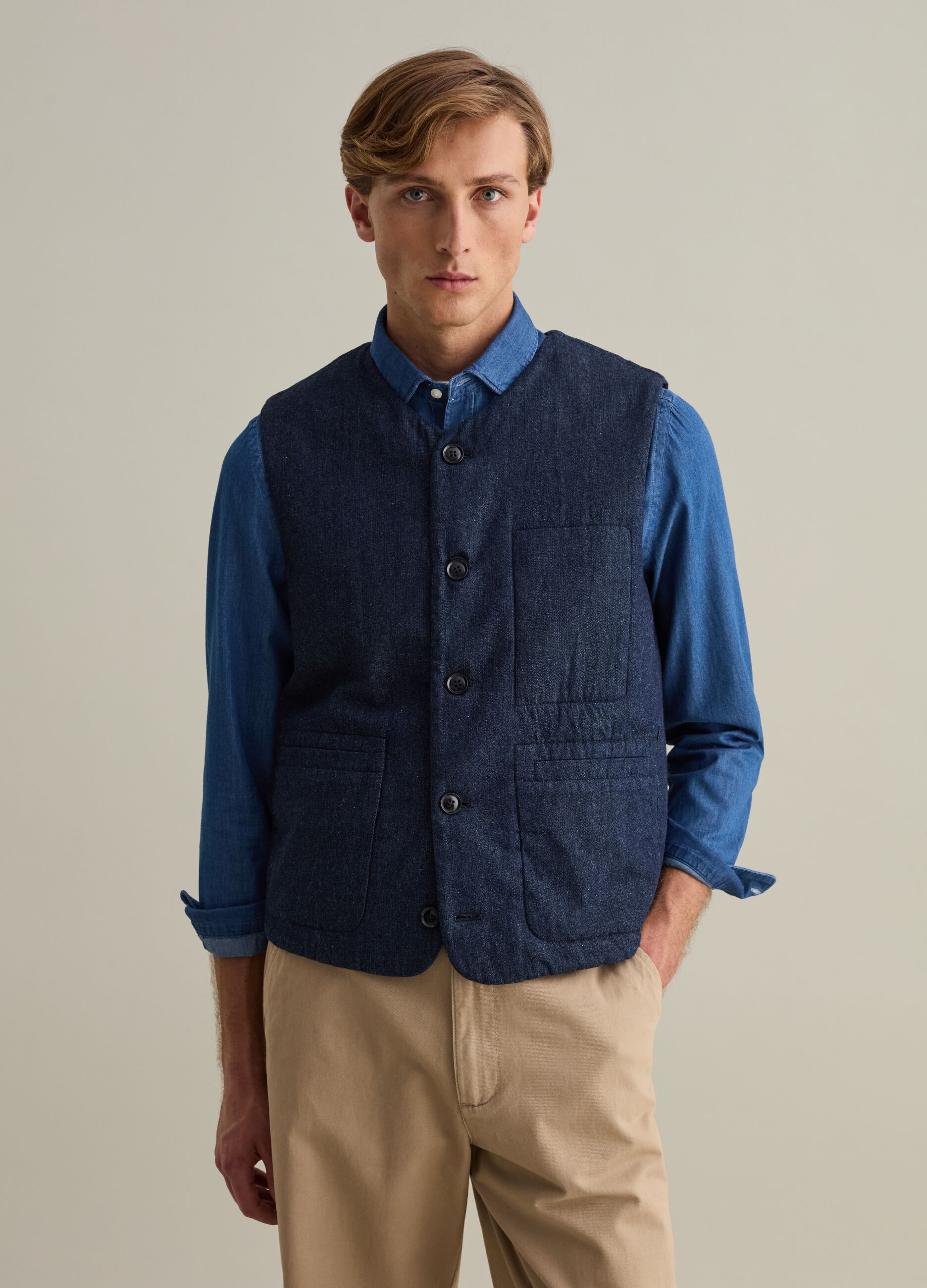 Padded gilet in denim