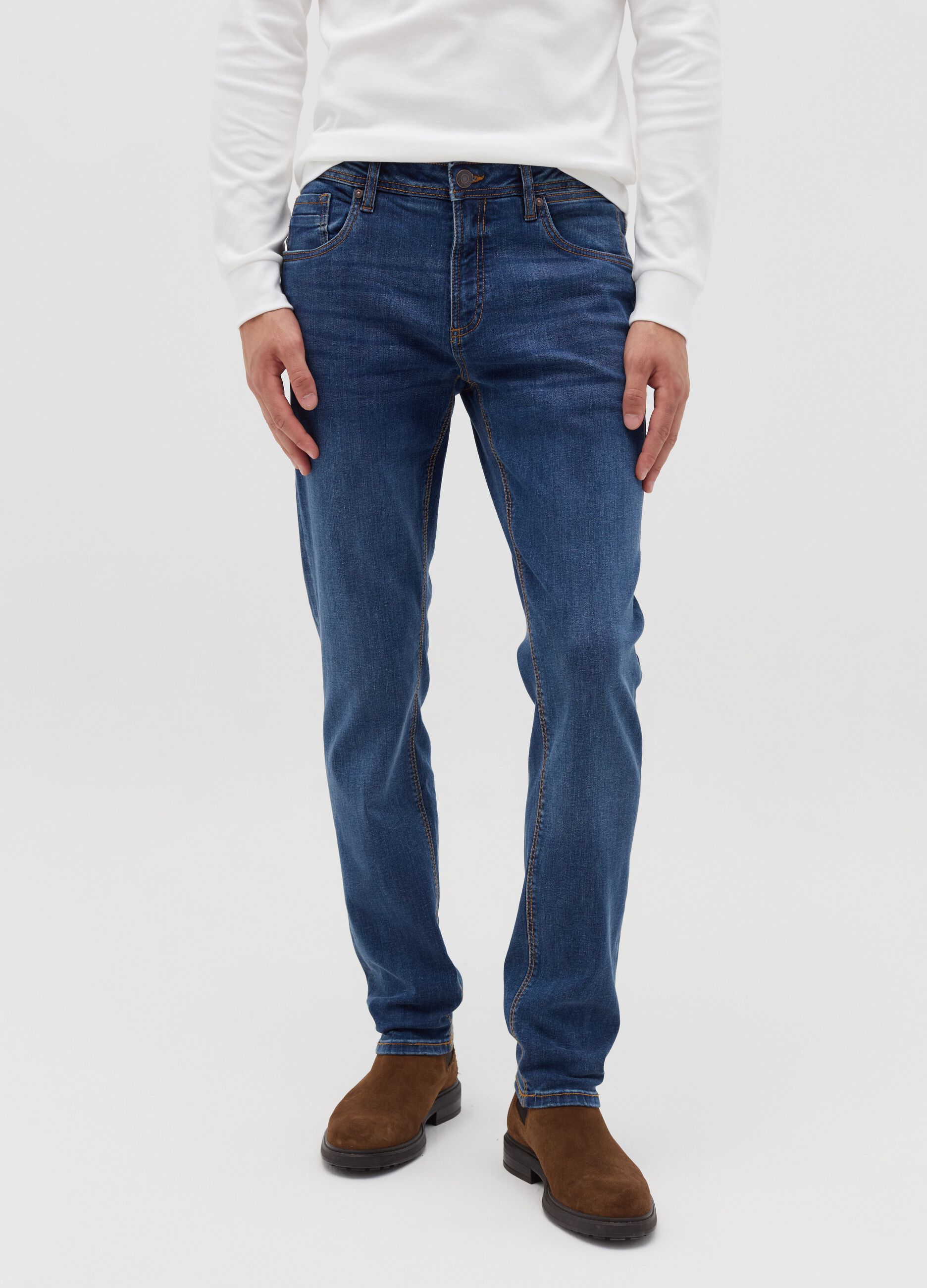 Skinny-fit jeans with fading