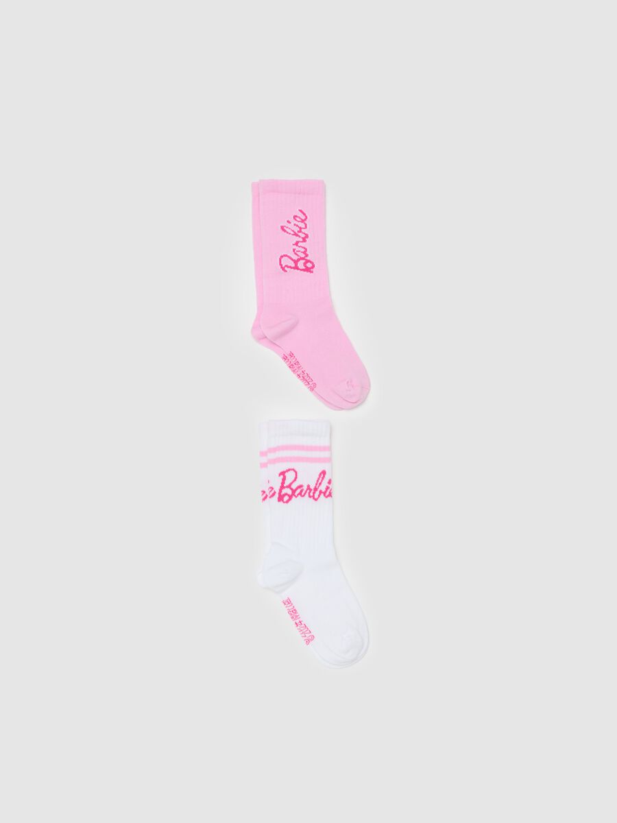 Two-pair pack stretch socks with Barbie lettering_0