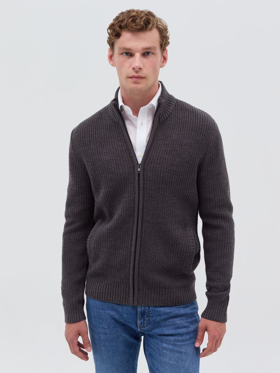 Full-zip cardigan with high neck_1