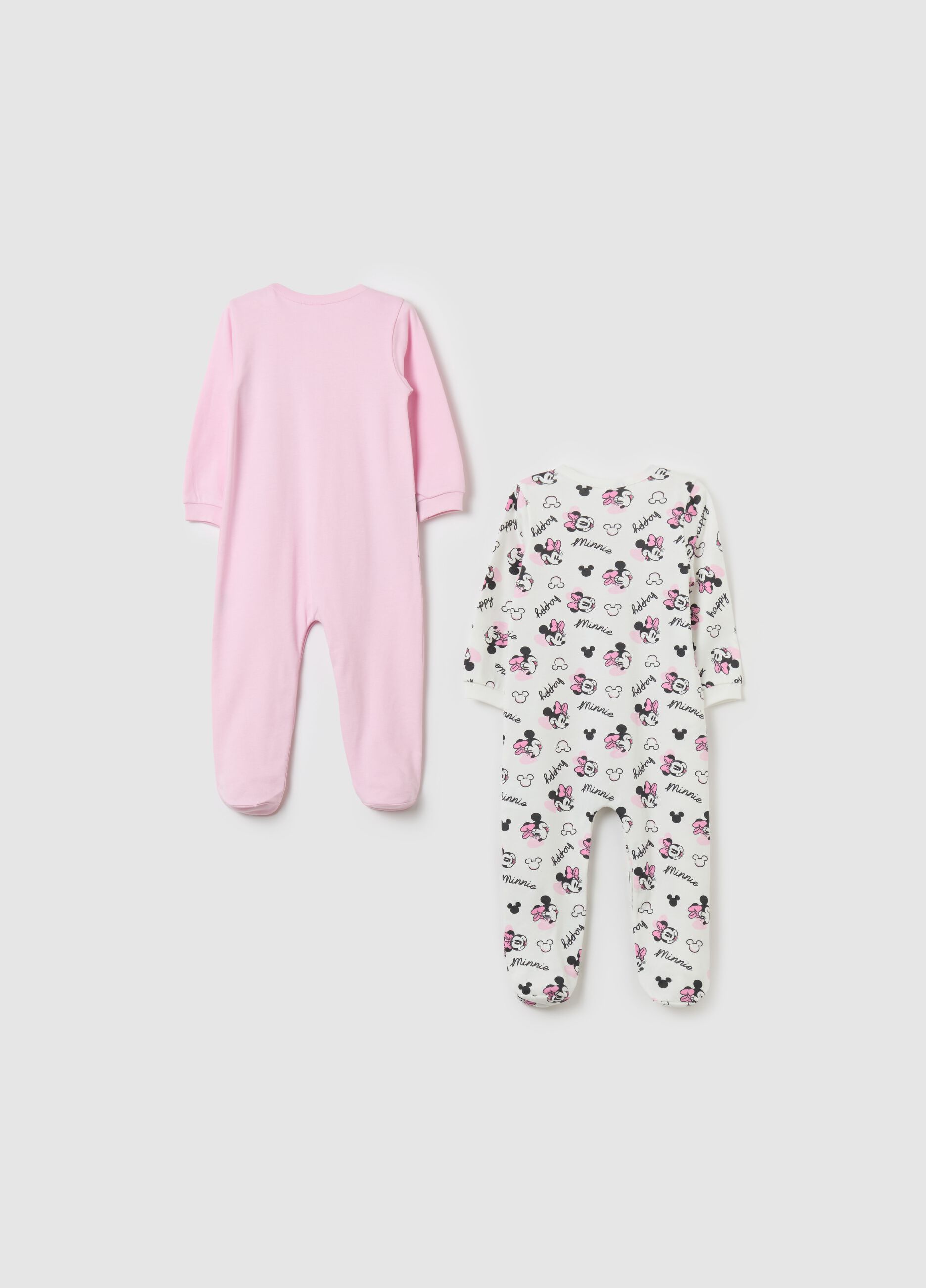 Two-pack onesies in organic cotton with Minnie Mouse print