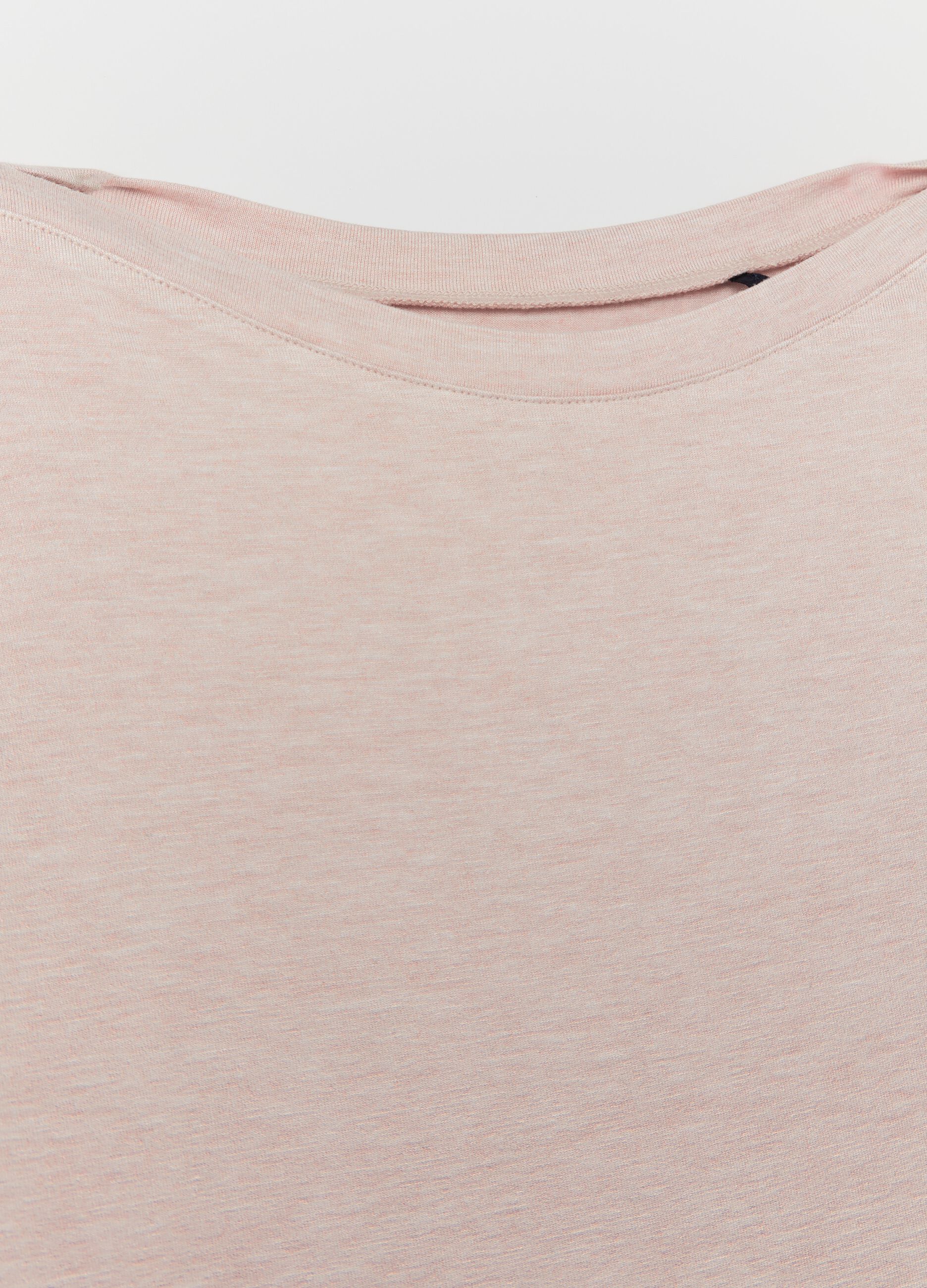 Stretch viscose T-shirt with boat neck