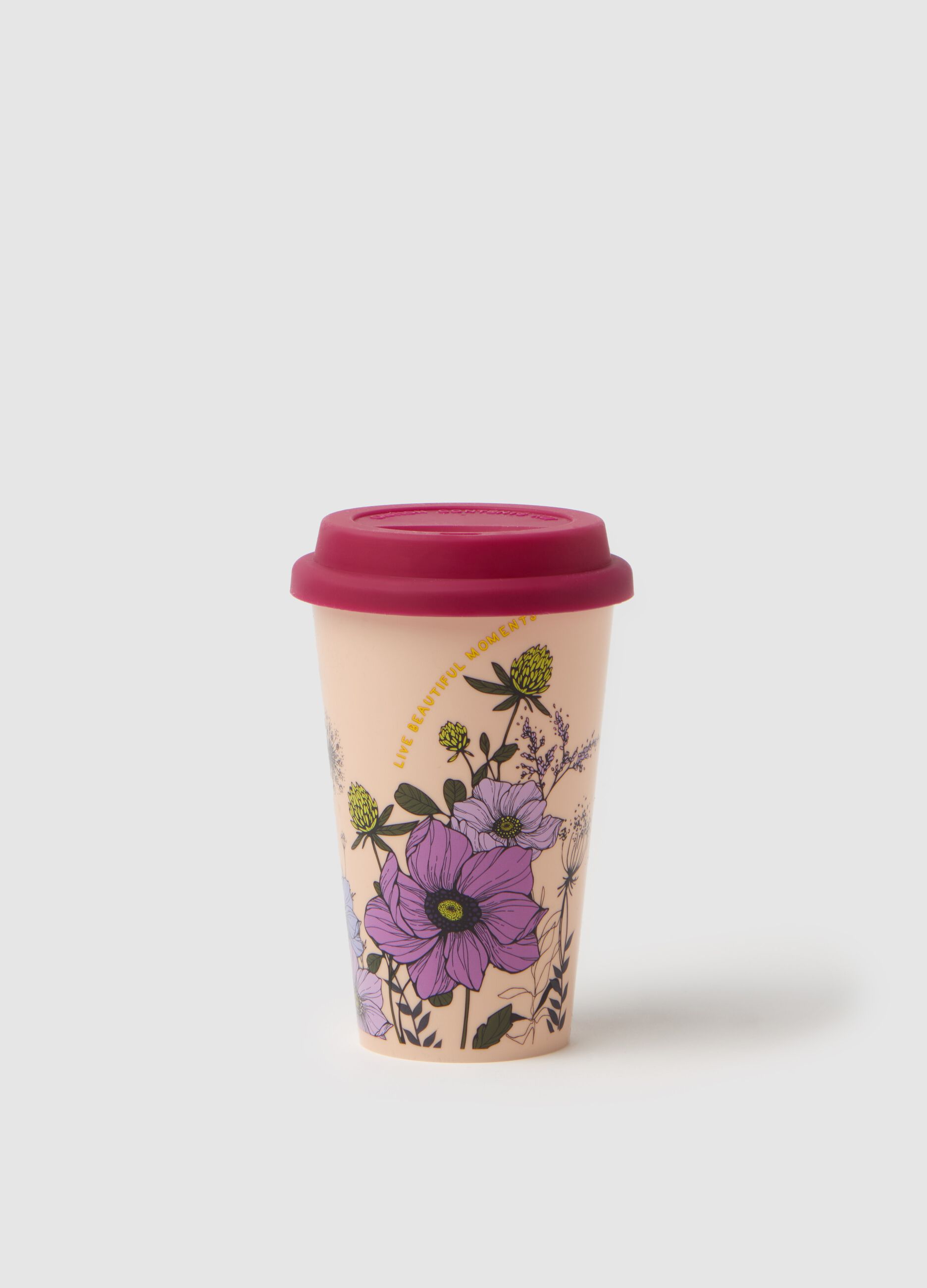 Mug in fantasia floreale con tappo