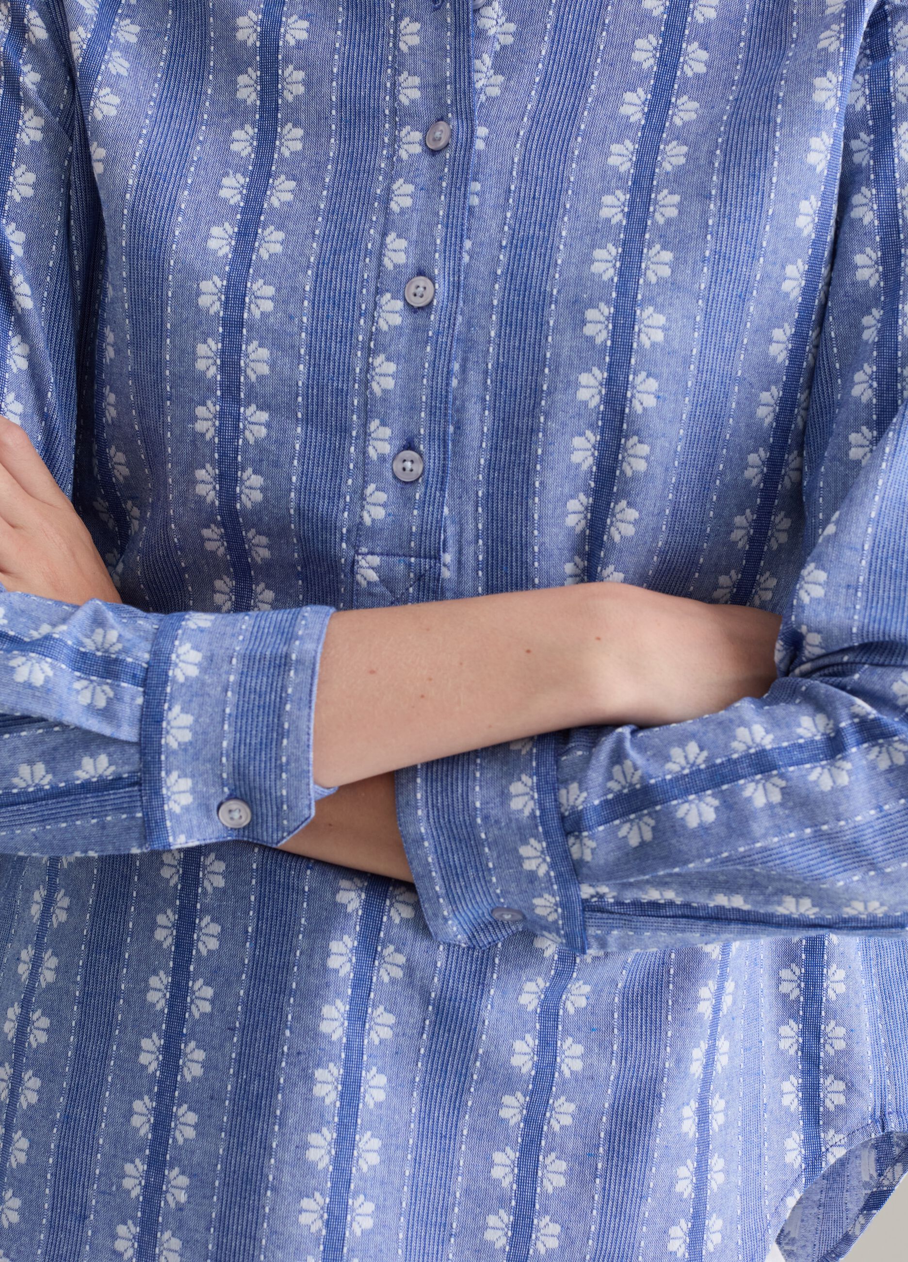 Striped blouse with embroidered details