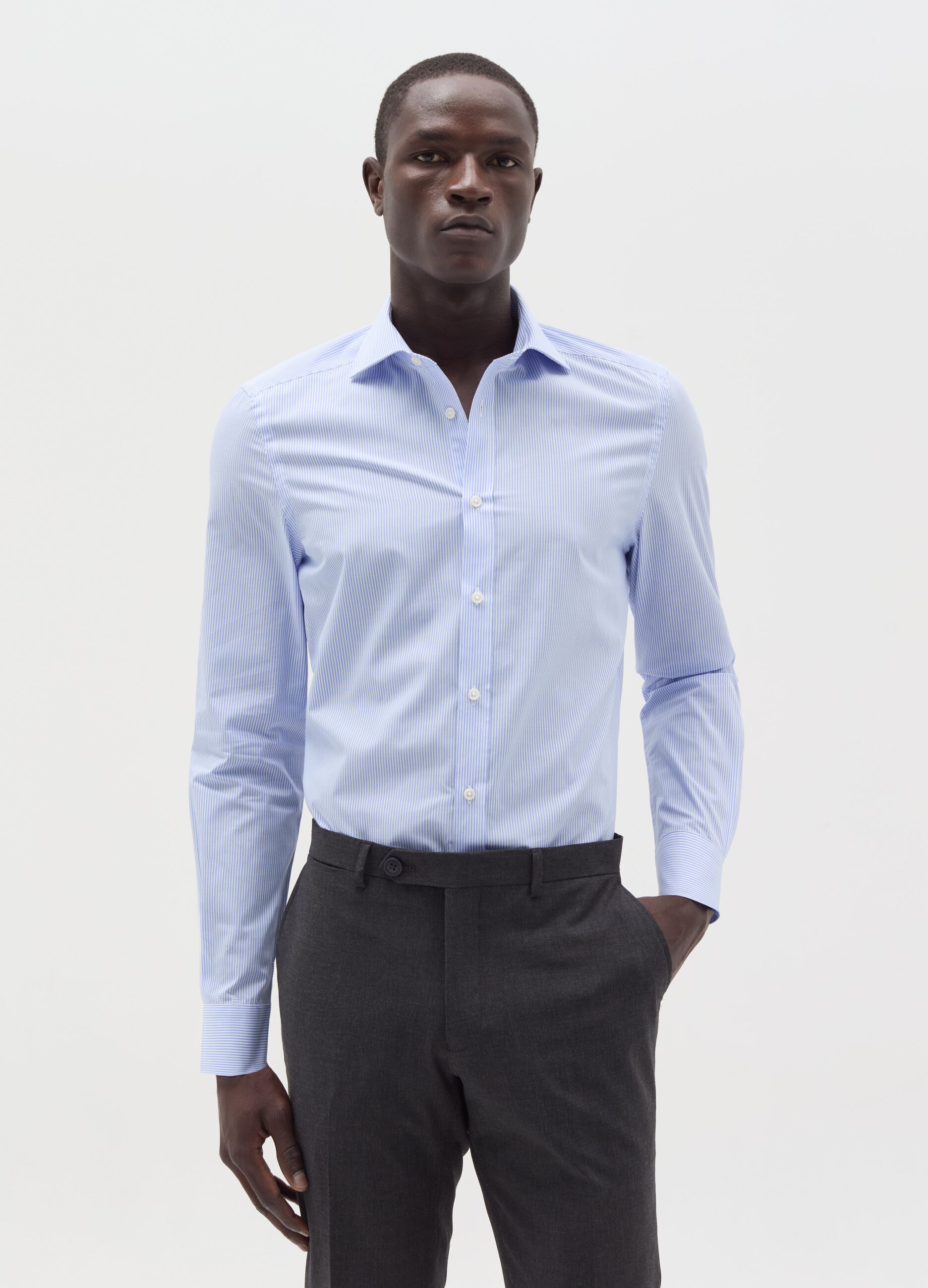 Slim-fit shirt with striped pattern