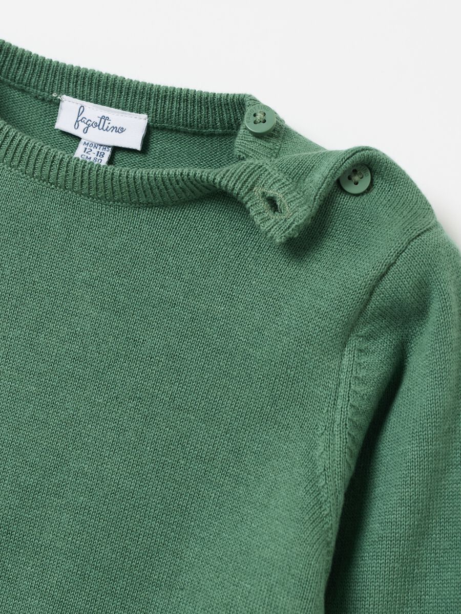 Solid colour 100% cotton knit pullover_2