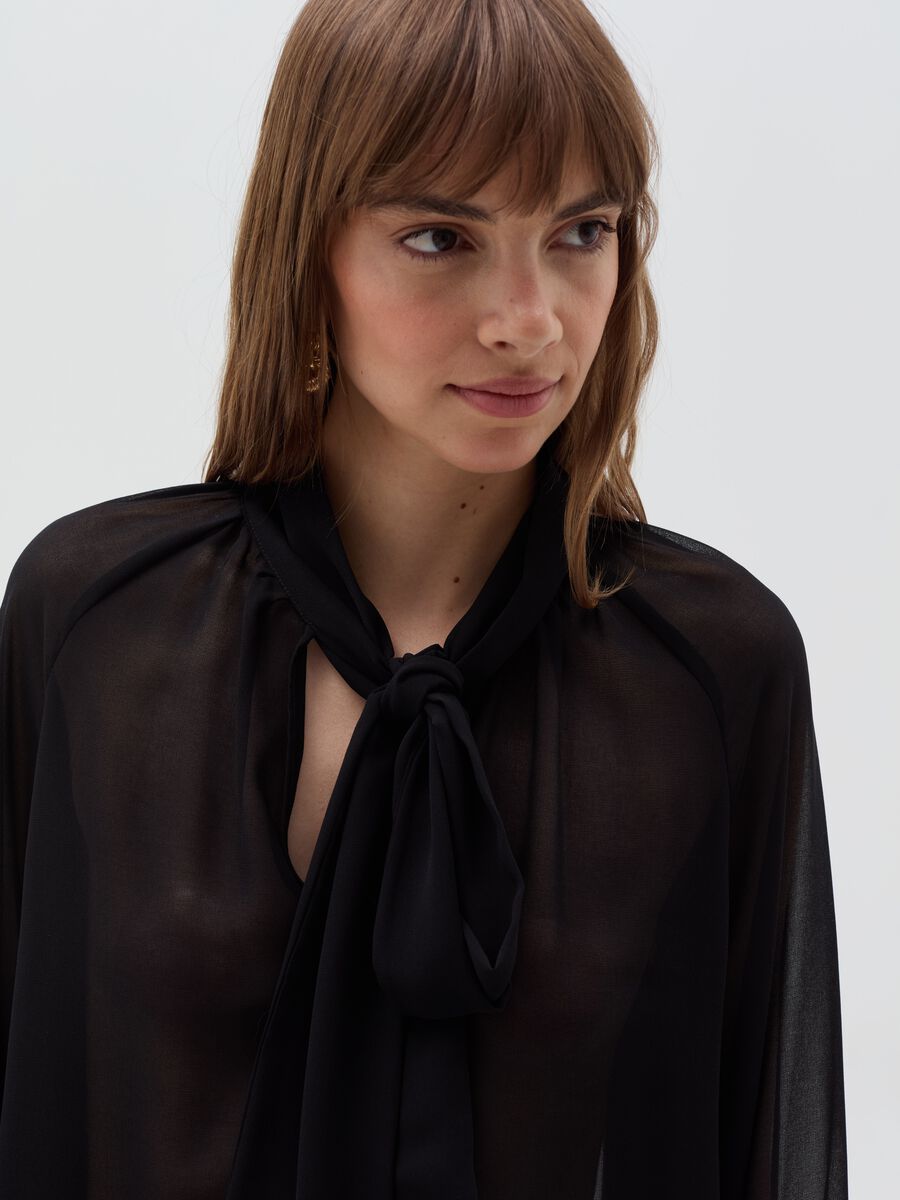 Semi-sheer blouse with foulard_3