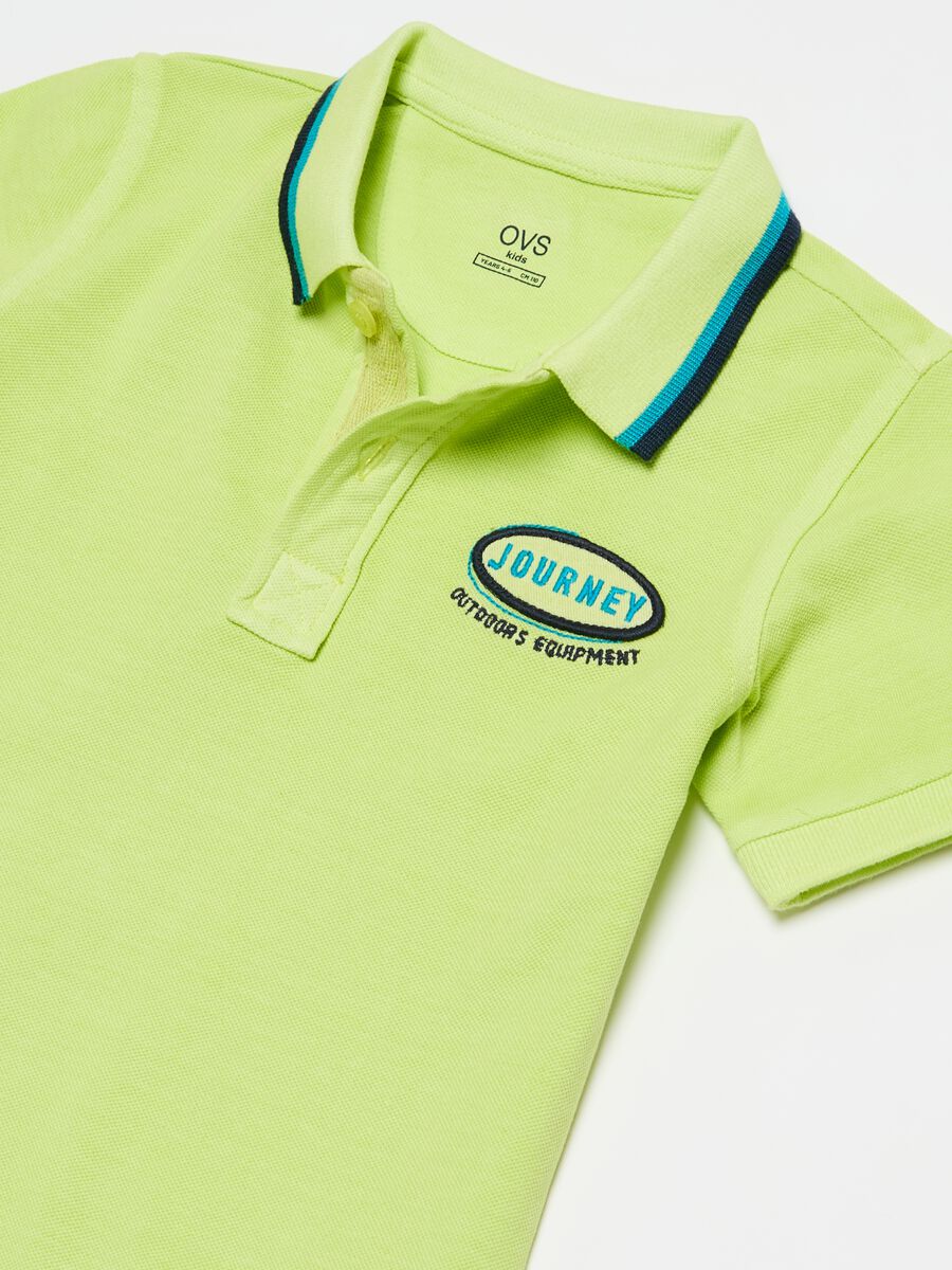 Piquet polo shirt with patch and lettering embroidery_2