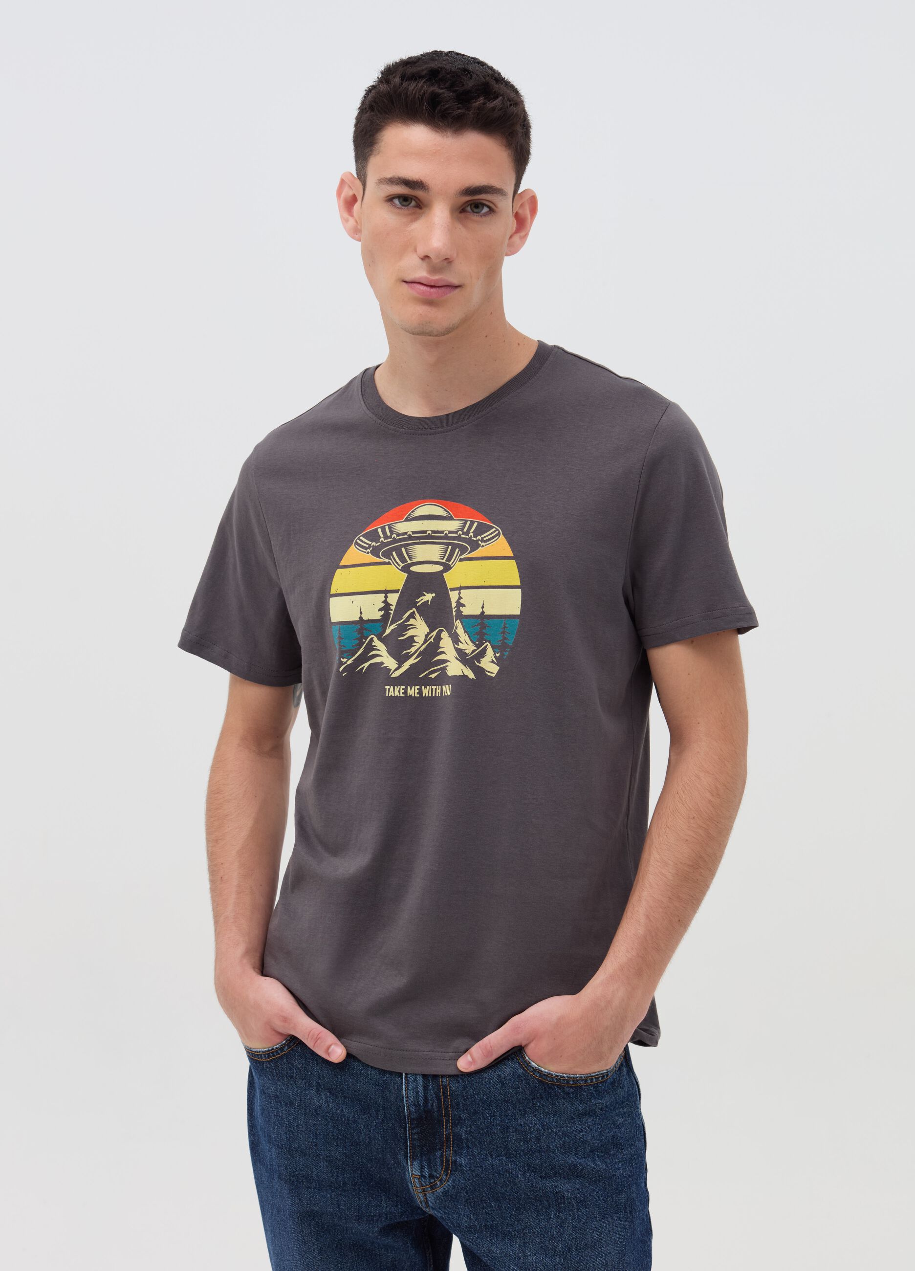 T-shirt with “Take me with you” print