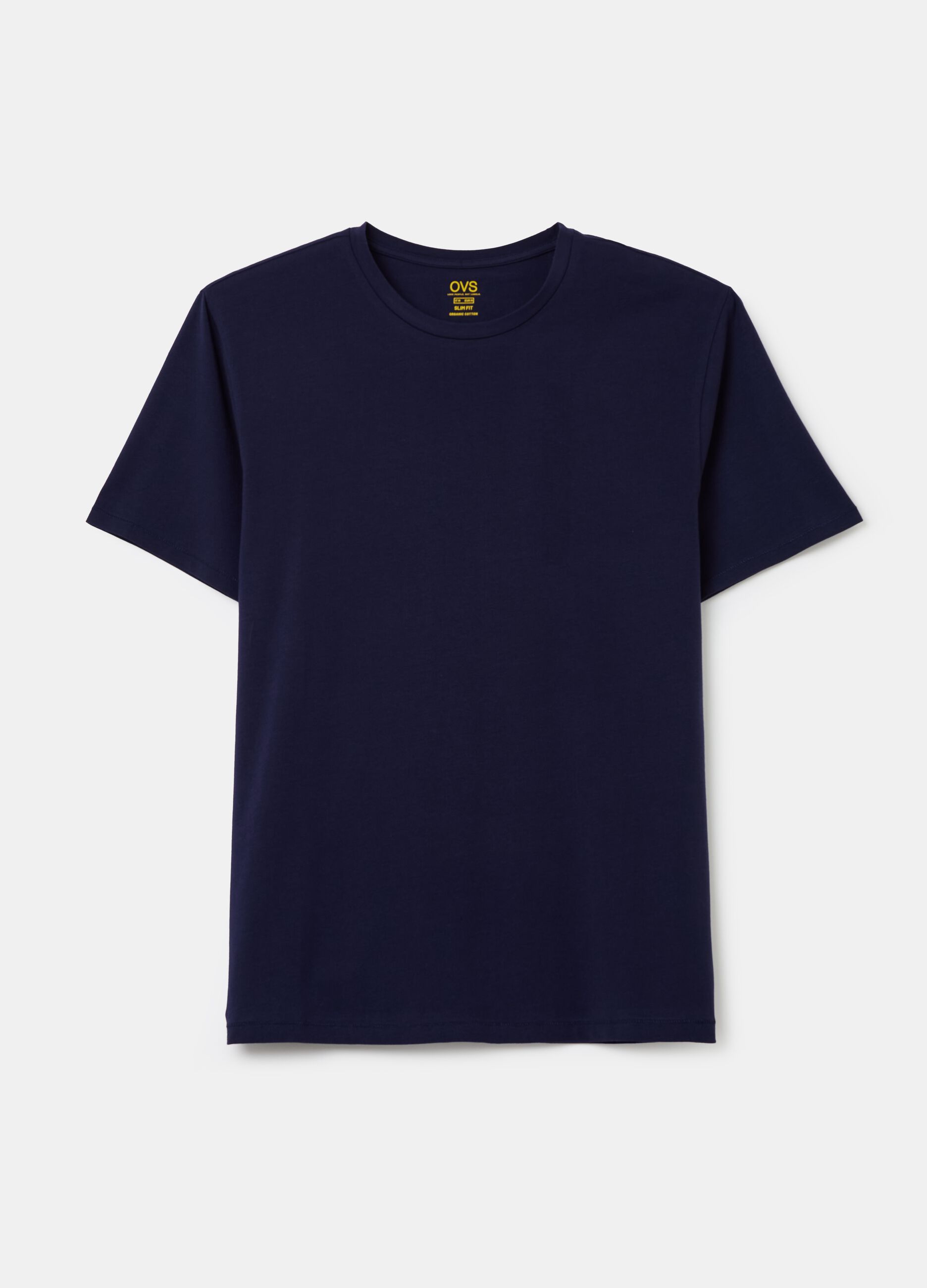 Stretch cotton T-shirt with crew-neck