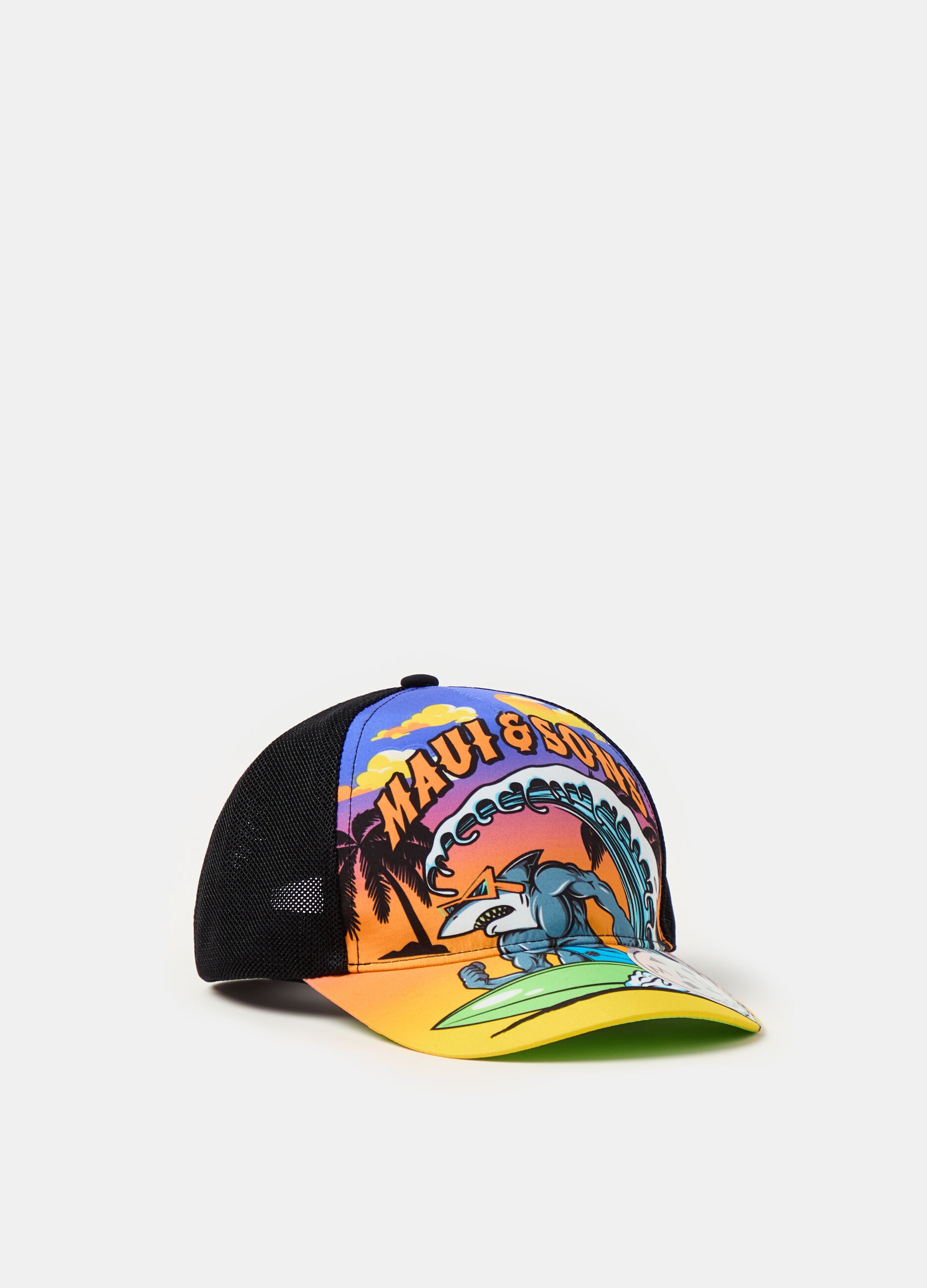 Baseball cap with shark print