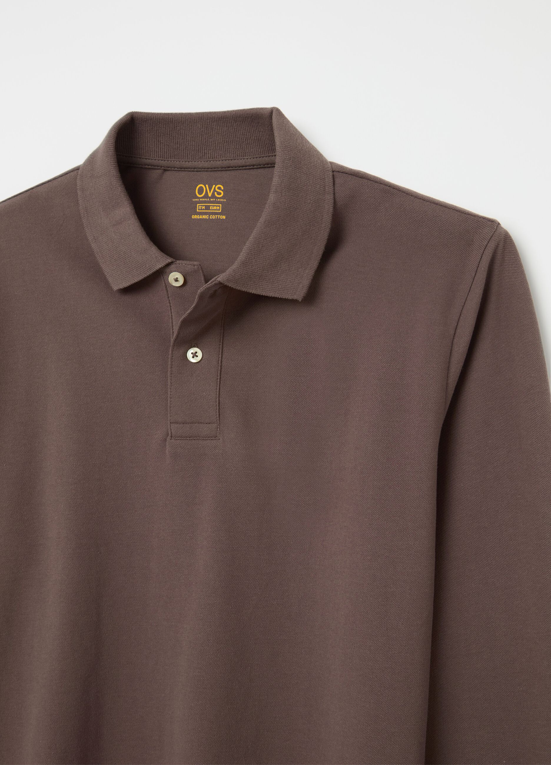 Cotton polo shirt with long sleeves