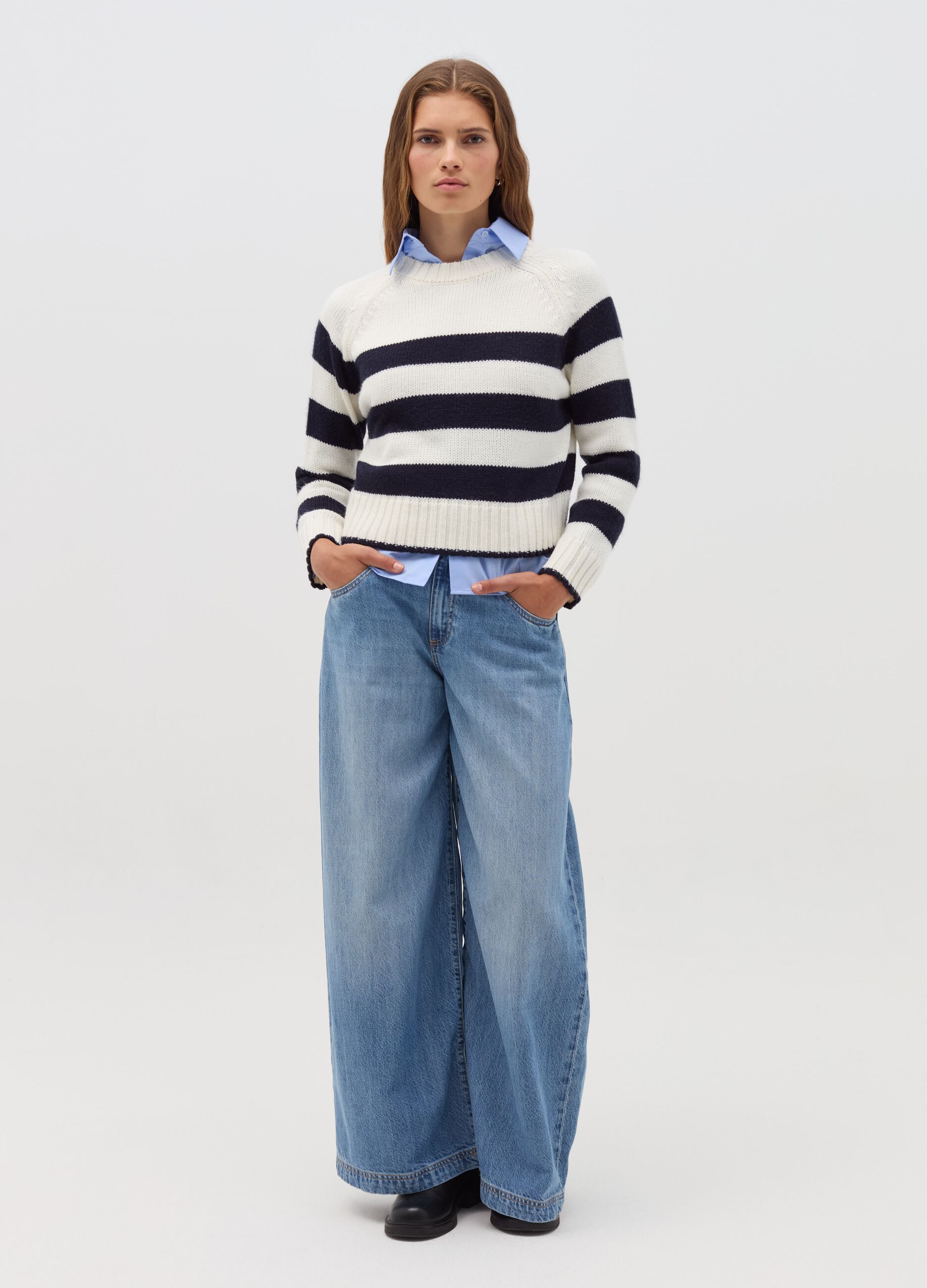 Striped pullover with raglan sleeves