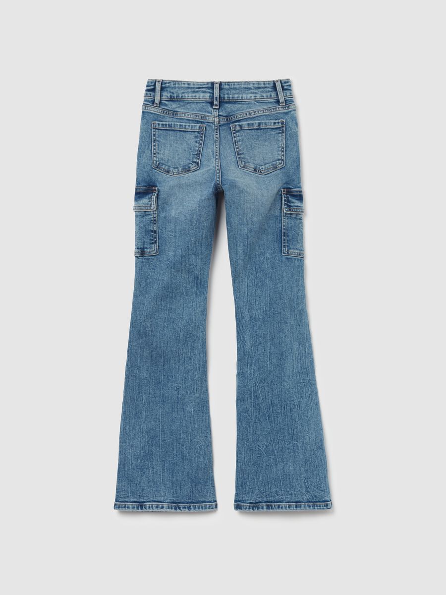 Flare-fit acid wash jeans with pockets_1