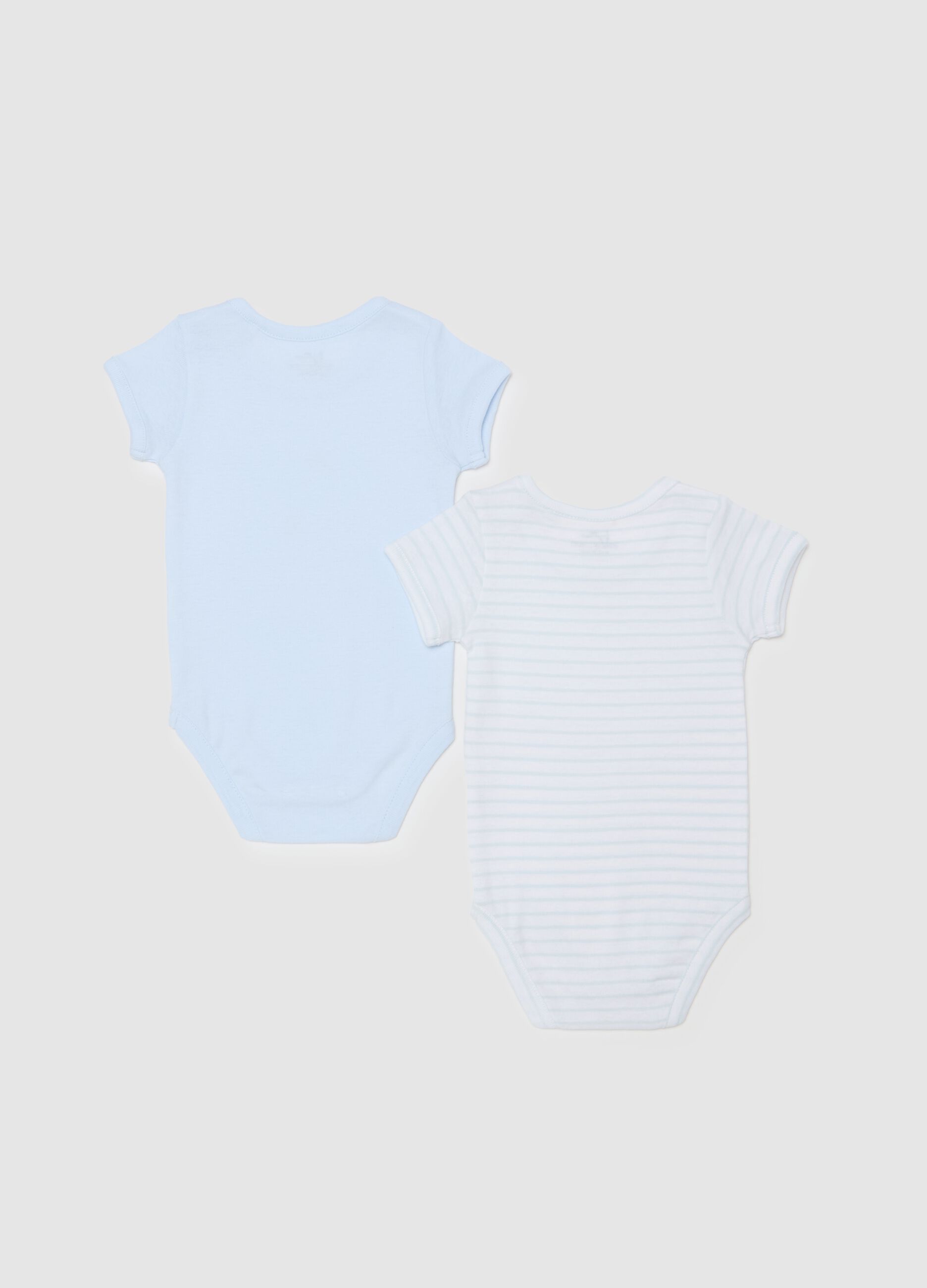 Two-pack striped bodysuits in organic cotton