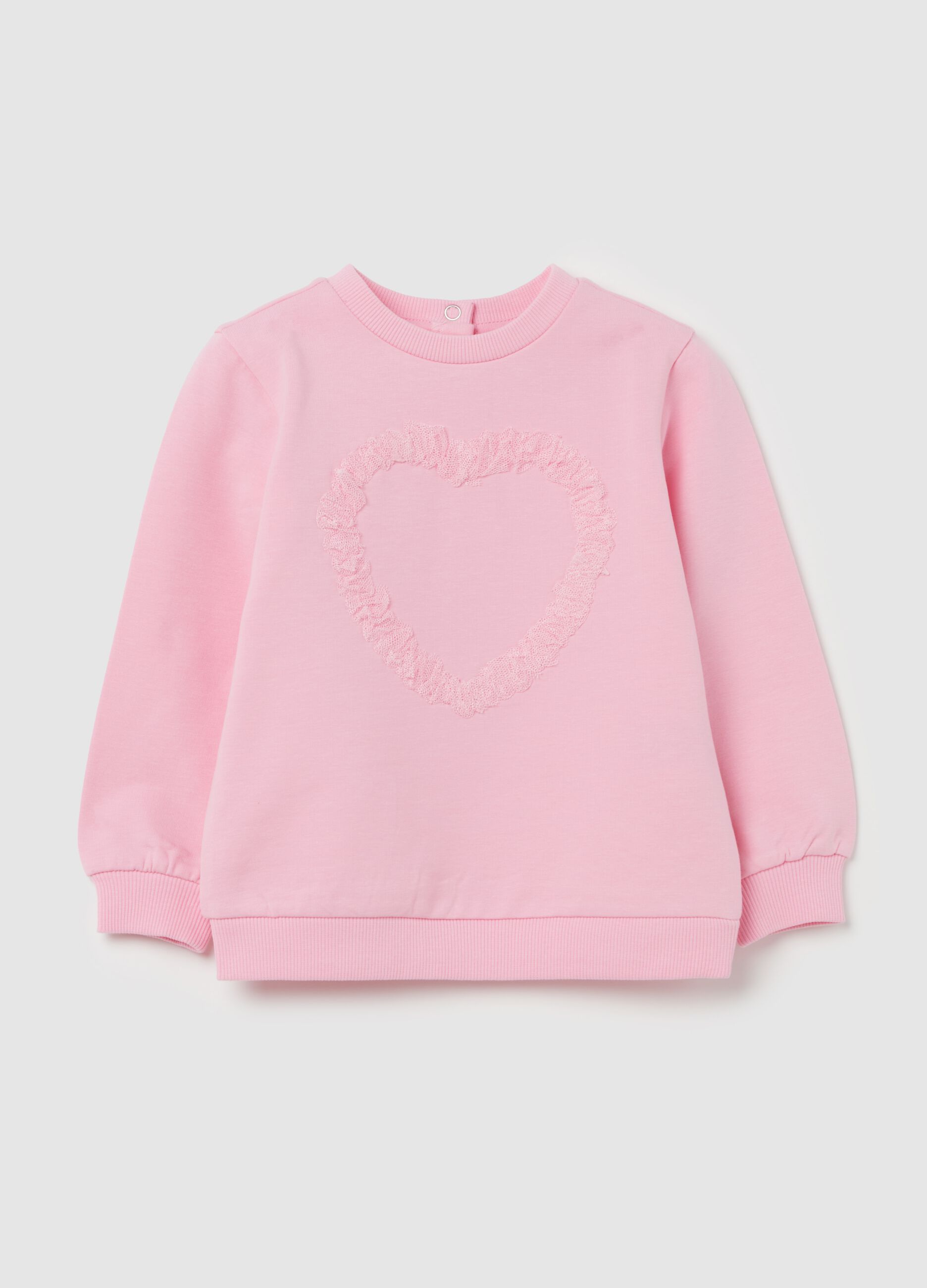 French terry sweatshirt with tulle heart