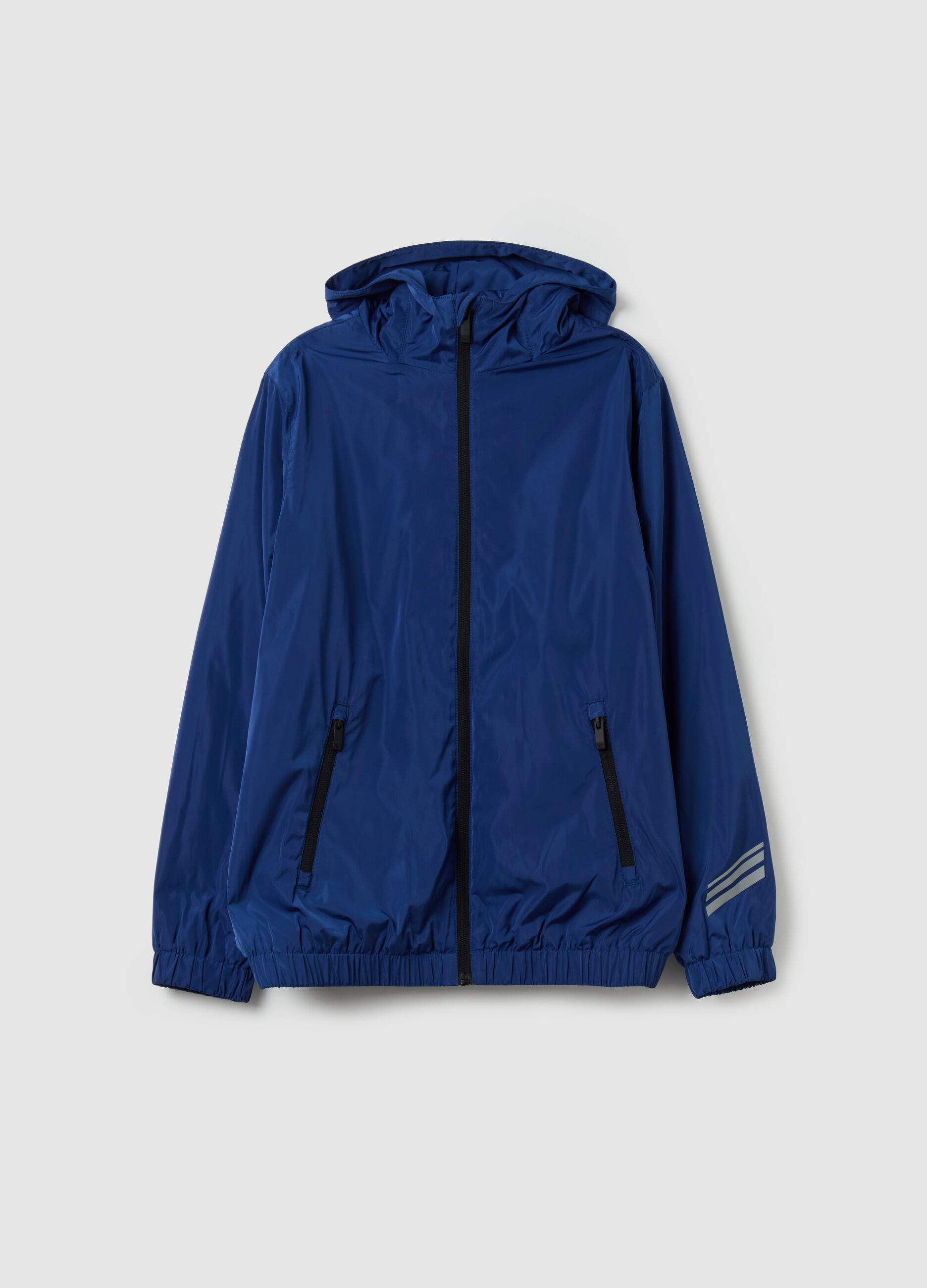 Full-zip waterproofed jacket with hood