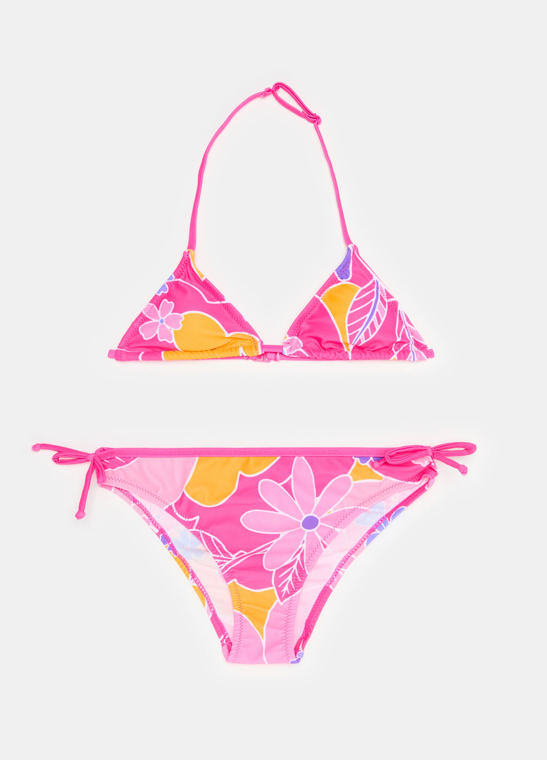 Floral bikini with logo print