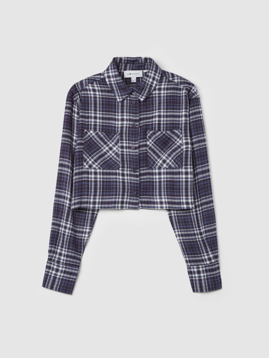 Crop shirt in check flannel_4