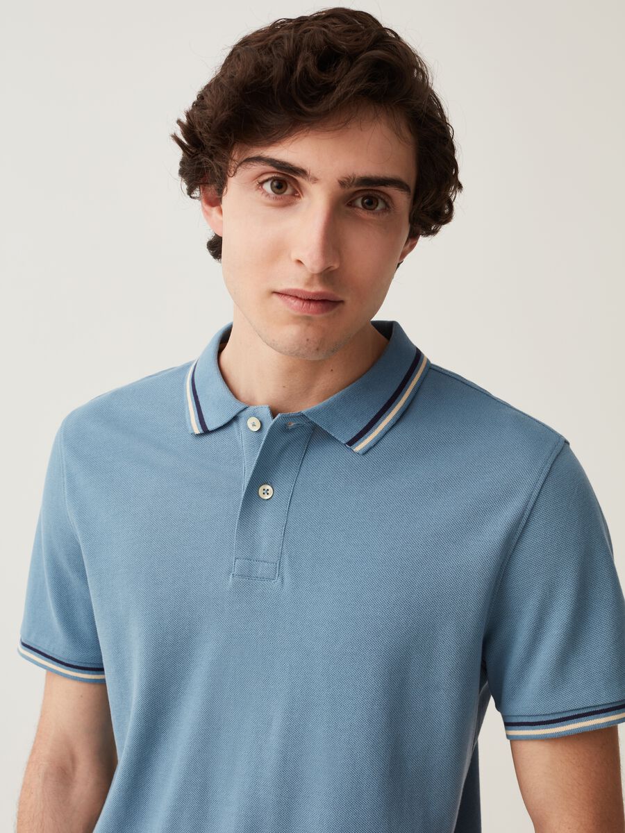Grand&Hills polo shirt in pique with striped trim_1