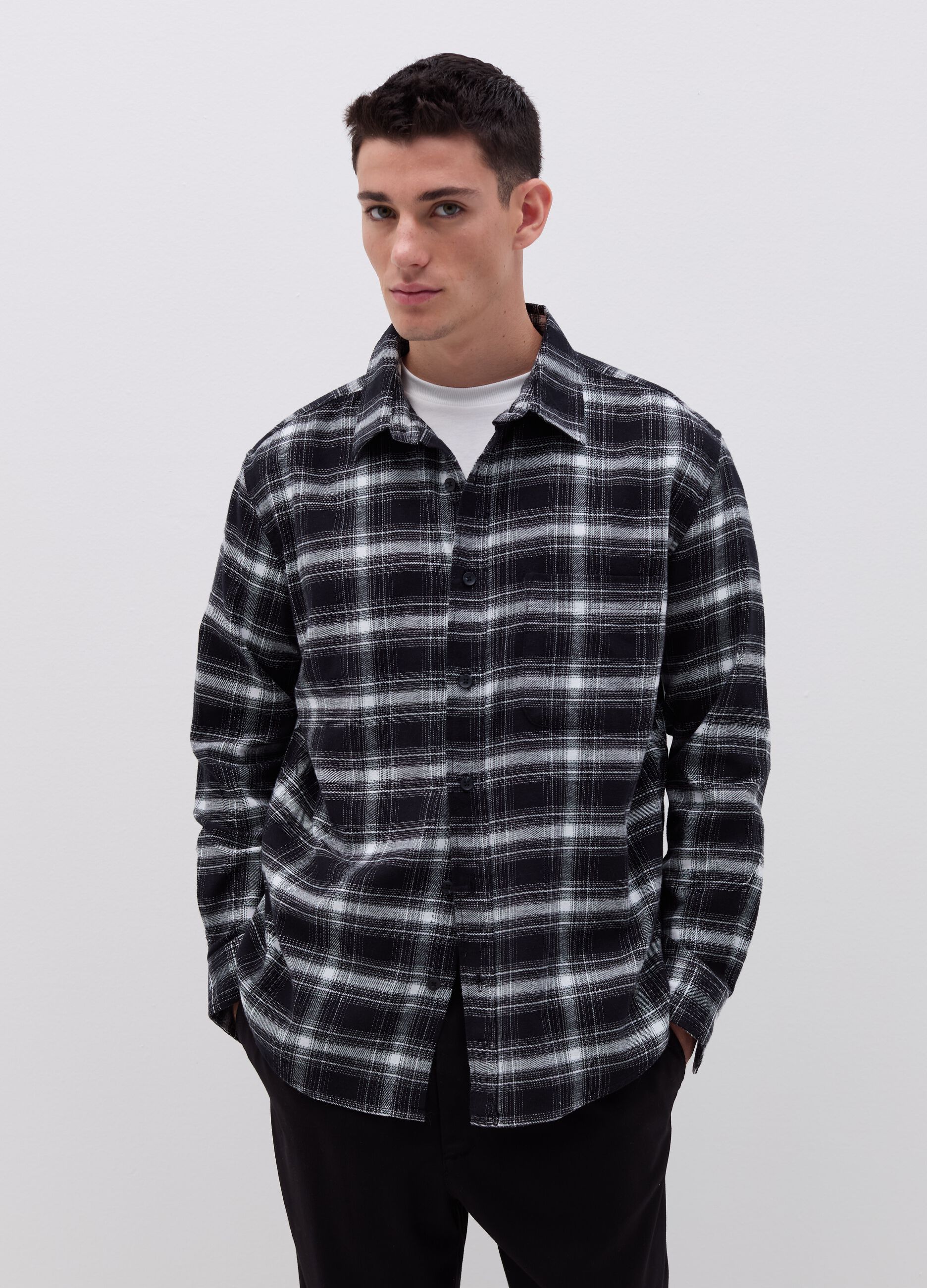 Flannel shirt with check pattern