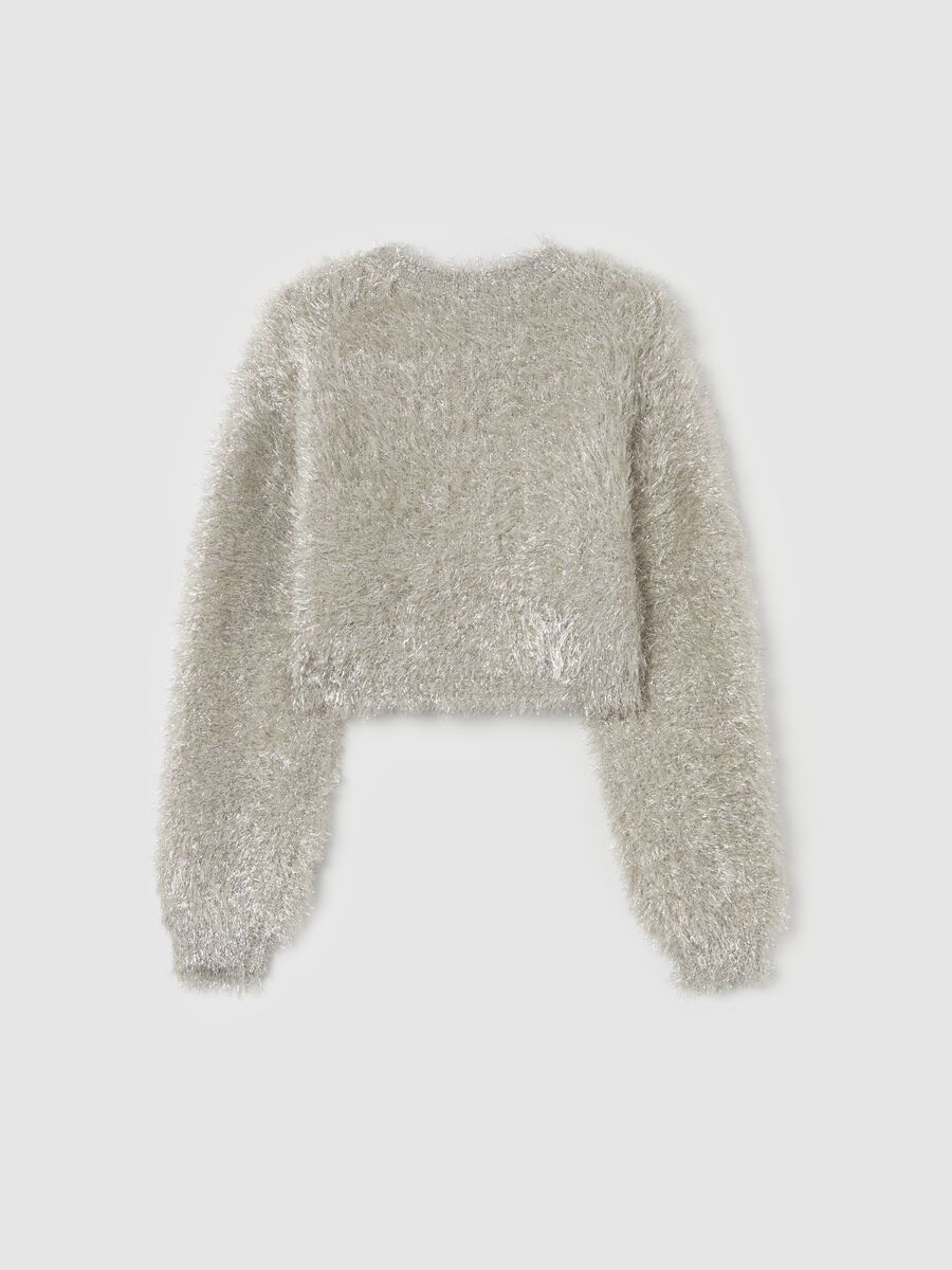 Crop pullover in furry yarn with lurex_1