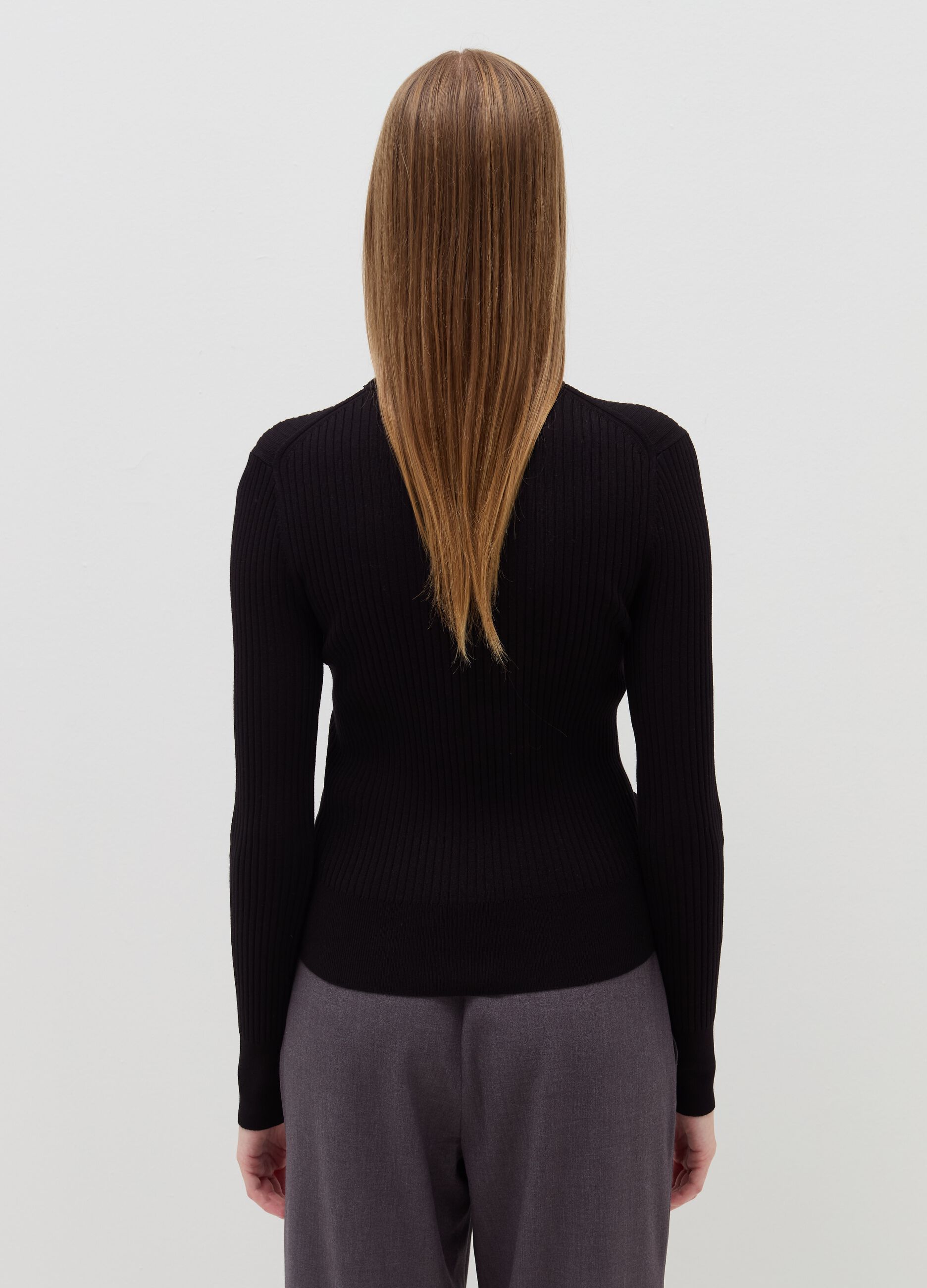 Turtleneck pullover with flat ribbing