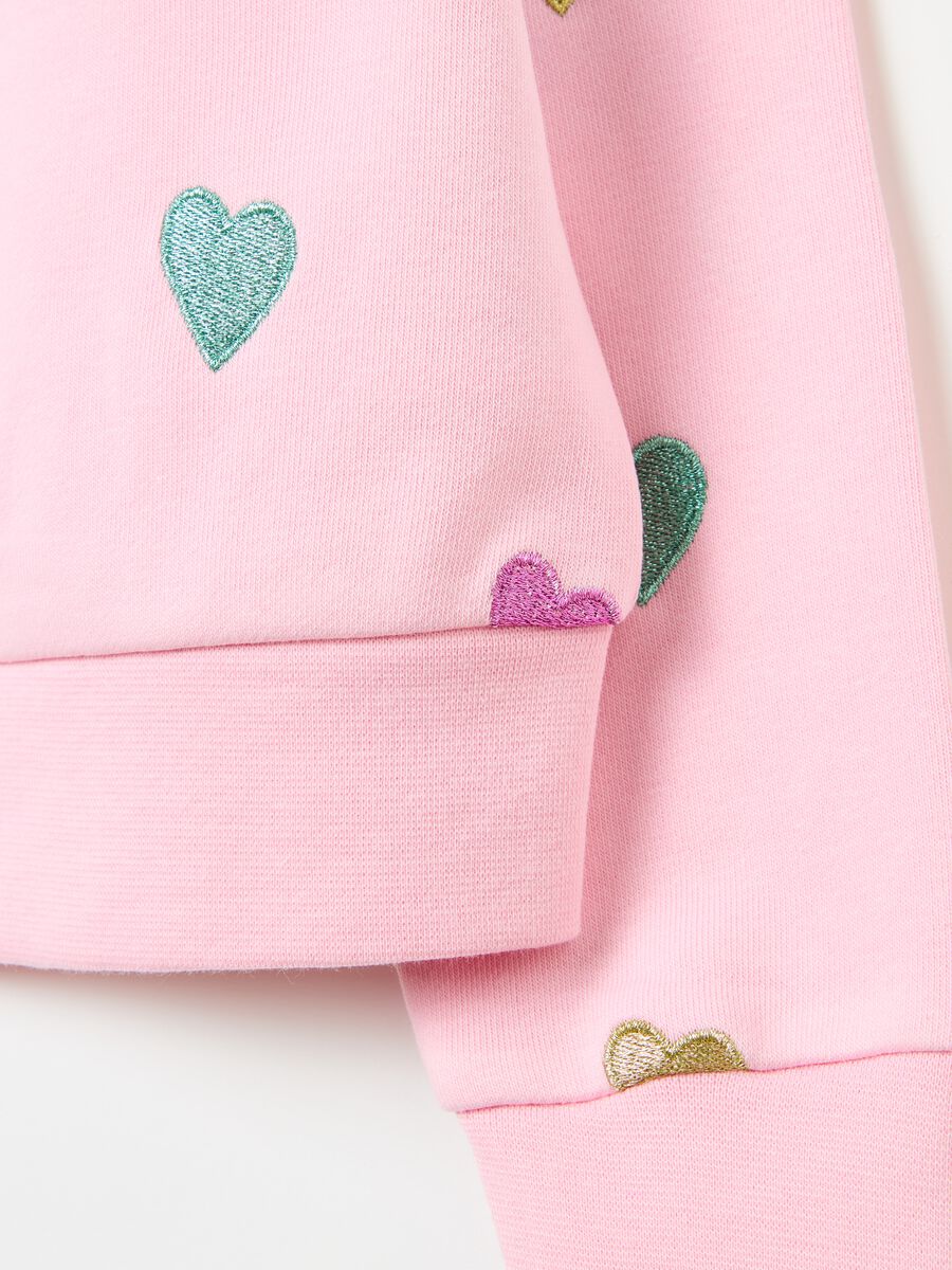 Sweatshirt in French terry with hearts embroidery_3