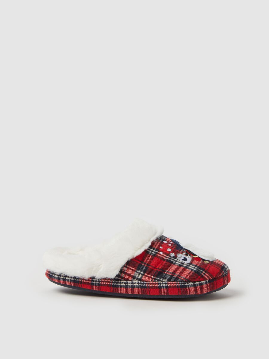 Check slippers with Christmas penguin_0