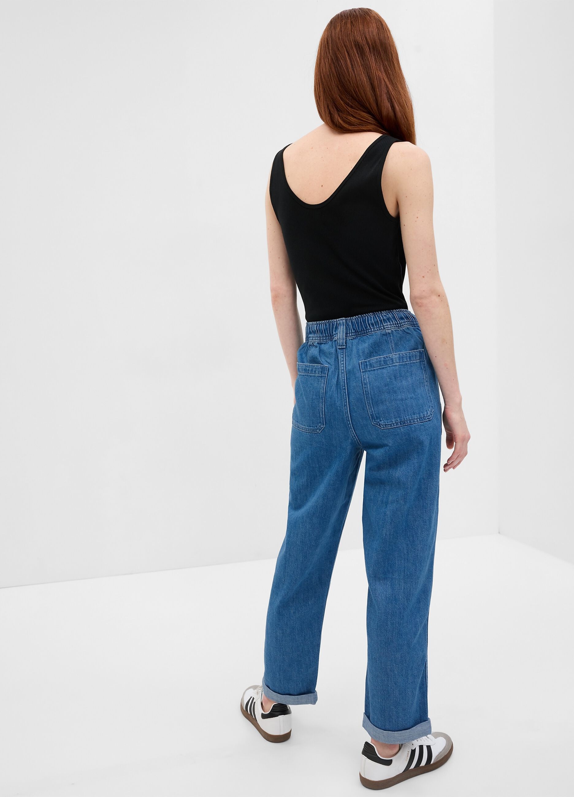 Easy-fit pull-on jeans with drawstring