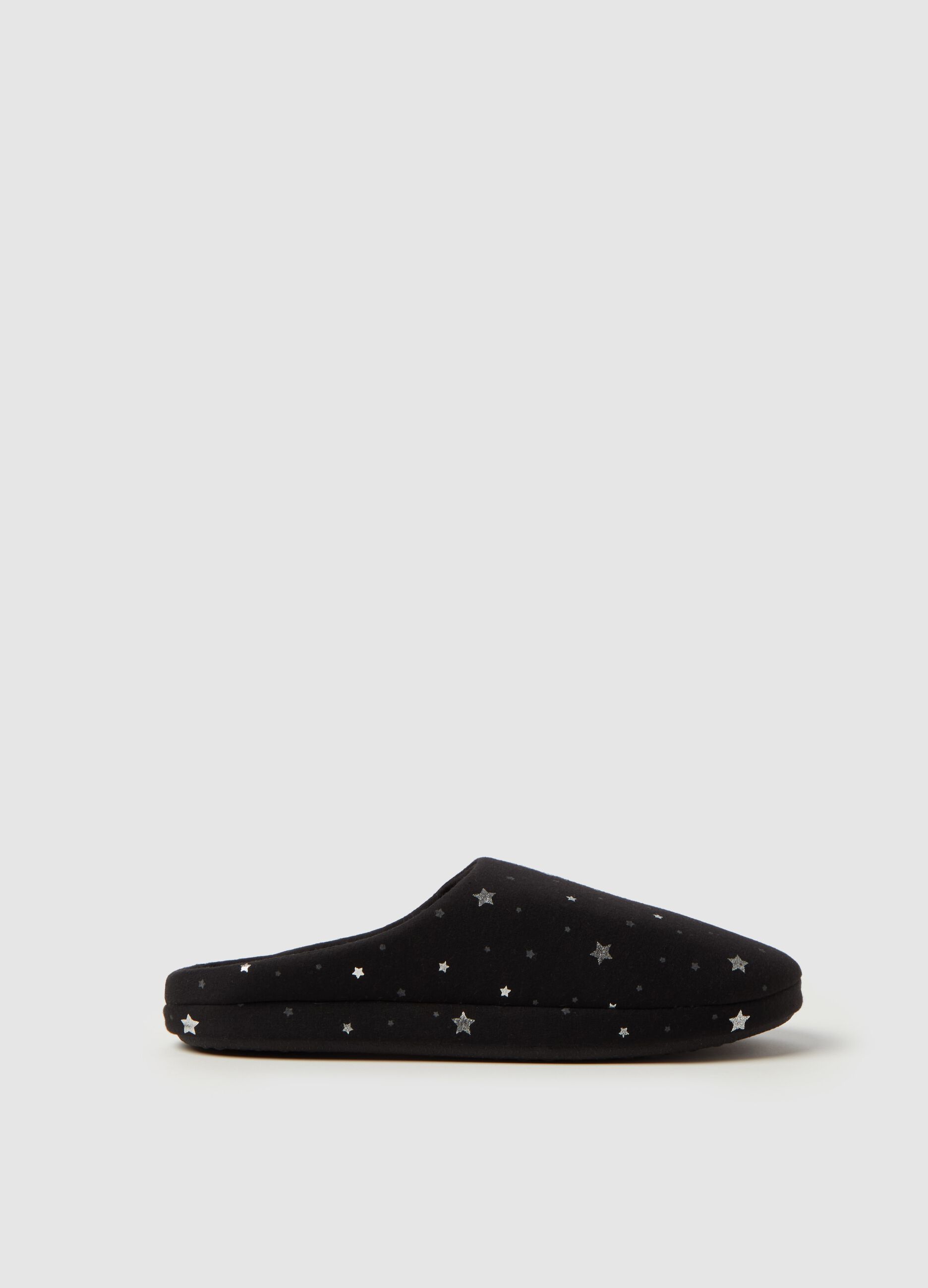 Slippers with small stars print in foil