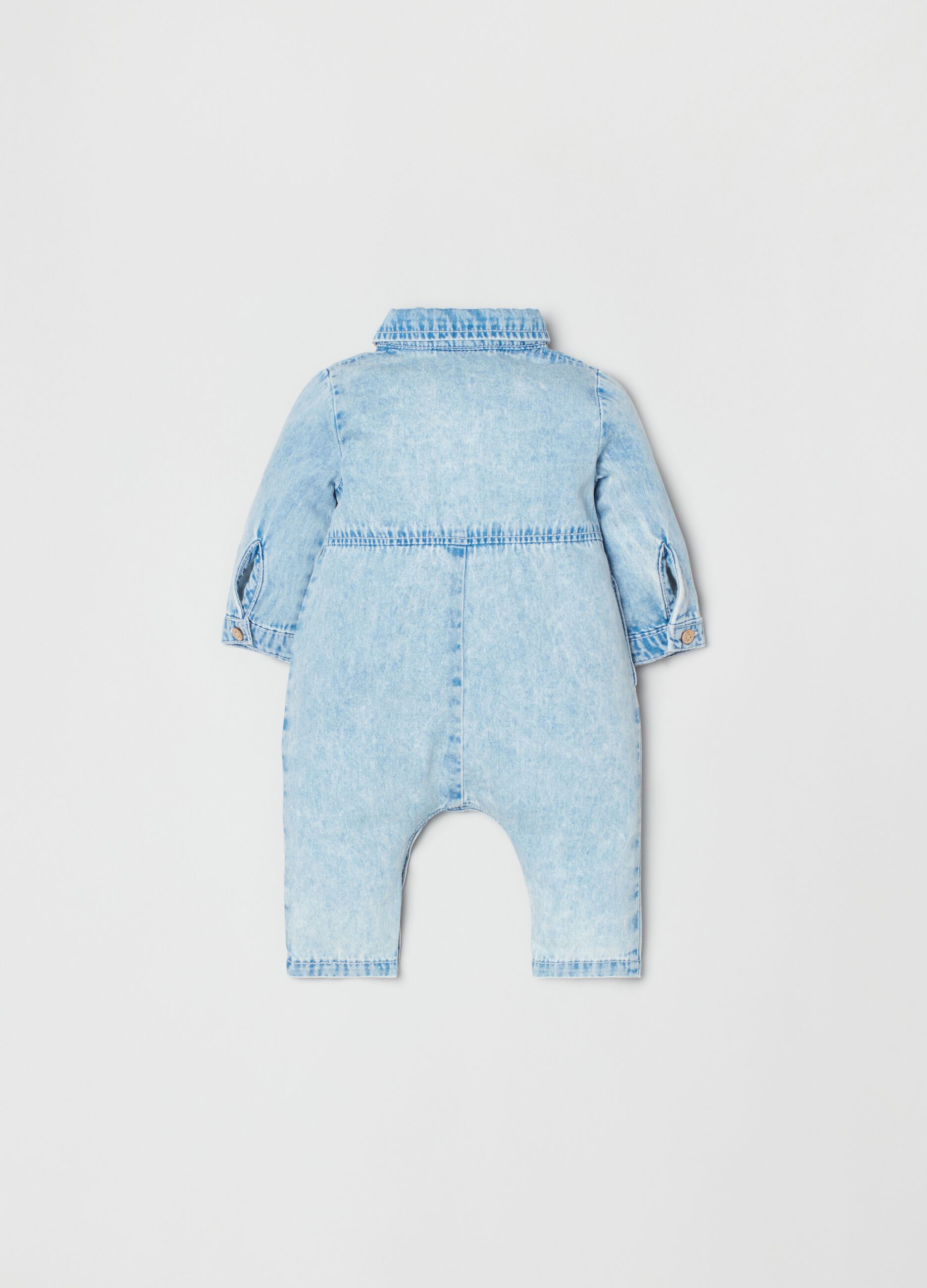 Acid wash denim onesie