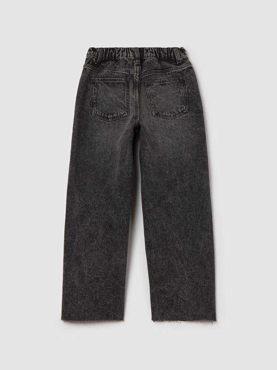 Culotte jeans with five pockets and raw edging_1