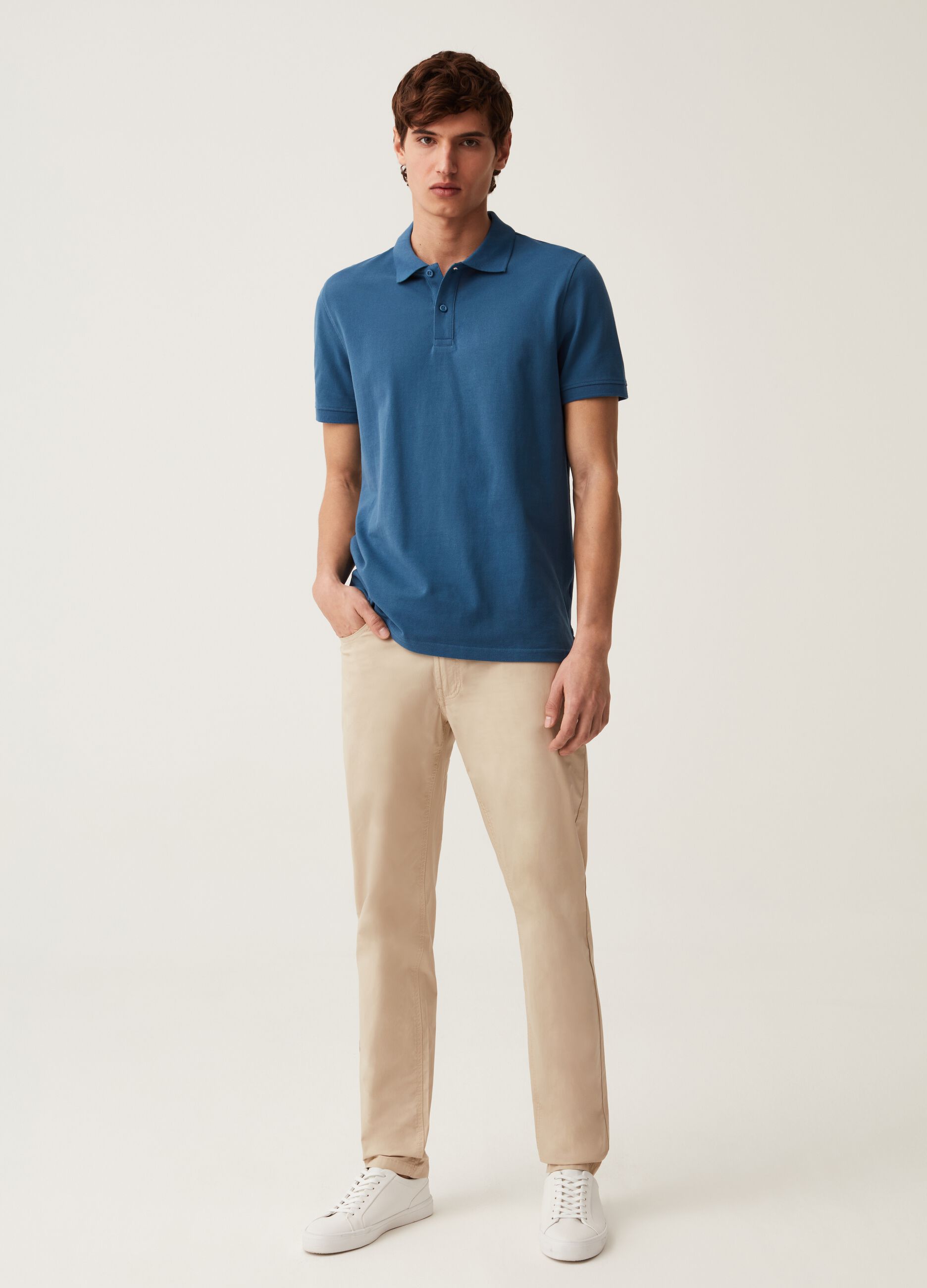 Five-pocket poplin trousers