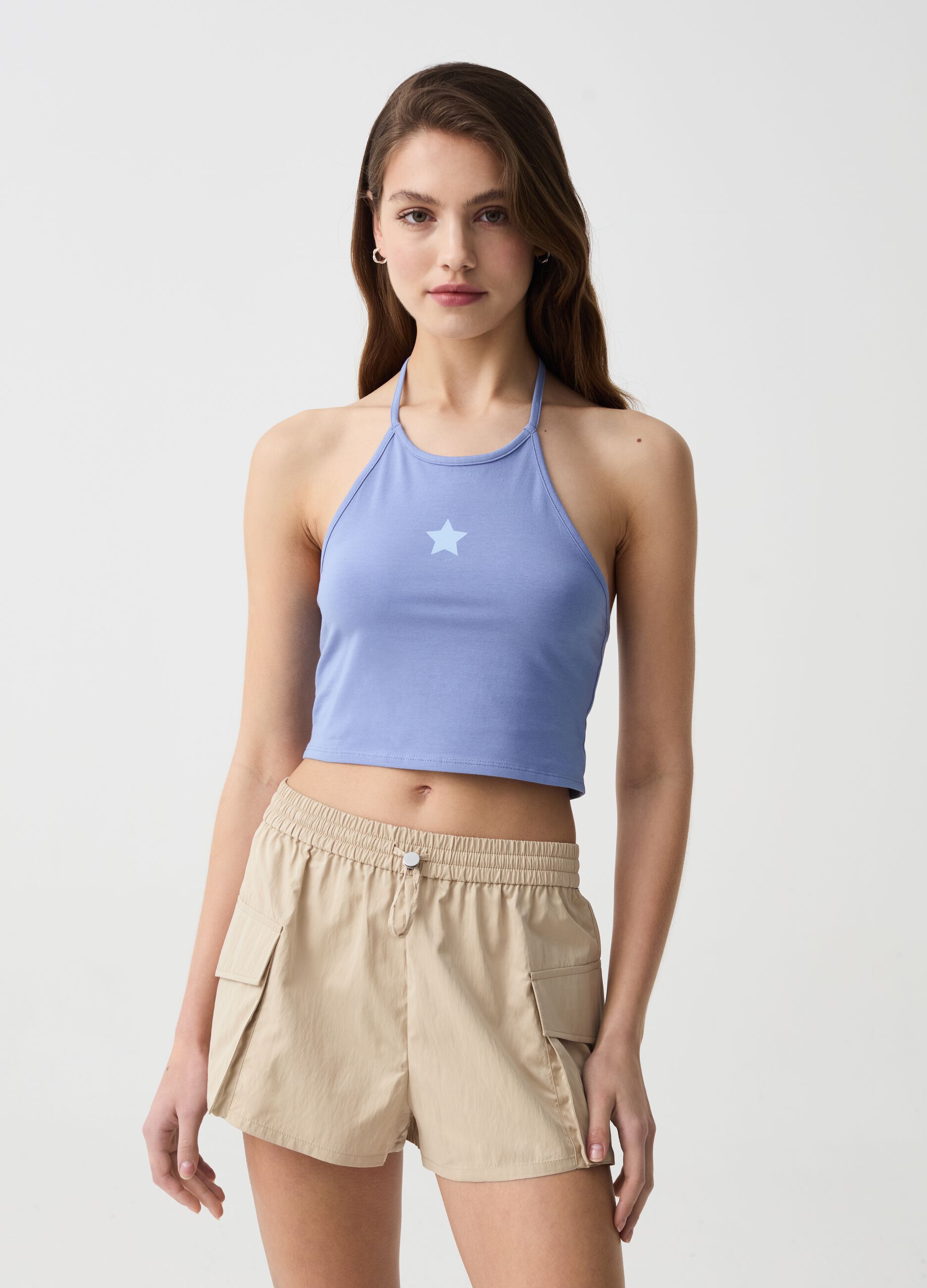 Crop top with halter neck