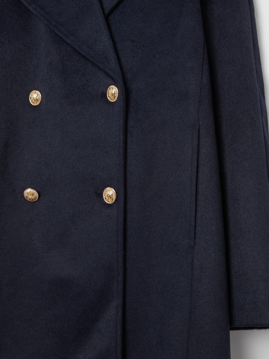 Double-breasted caban coat with golden buttons_5