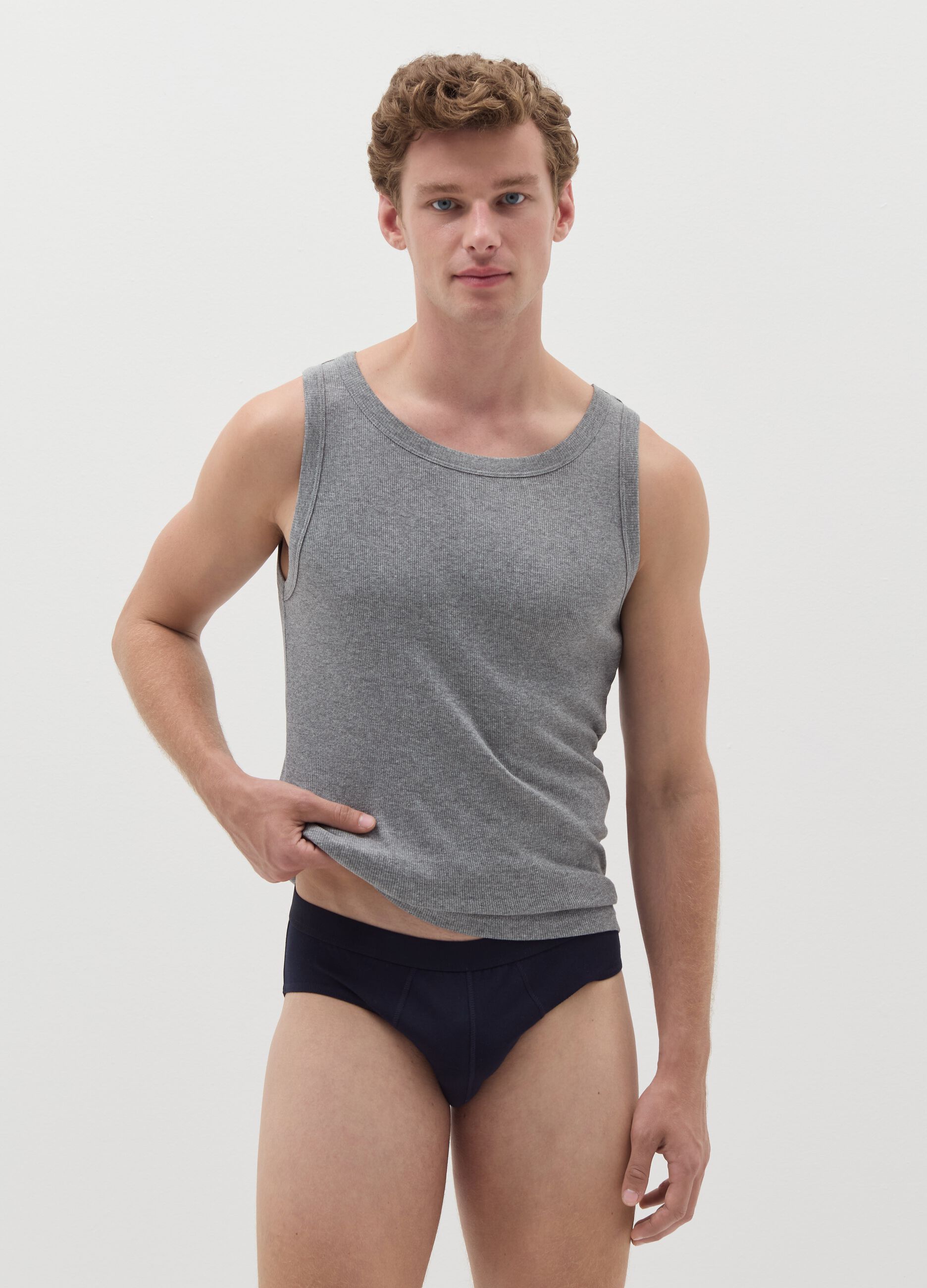 Three-pack briefs with external elastic