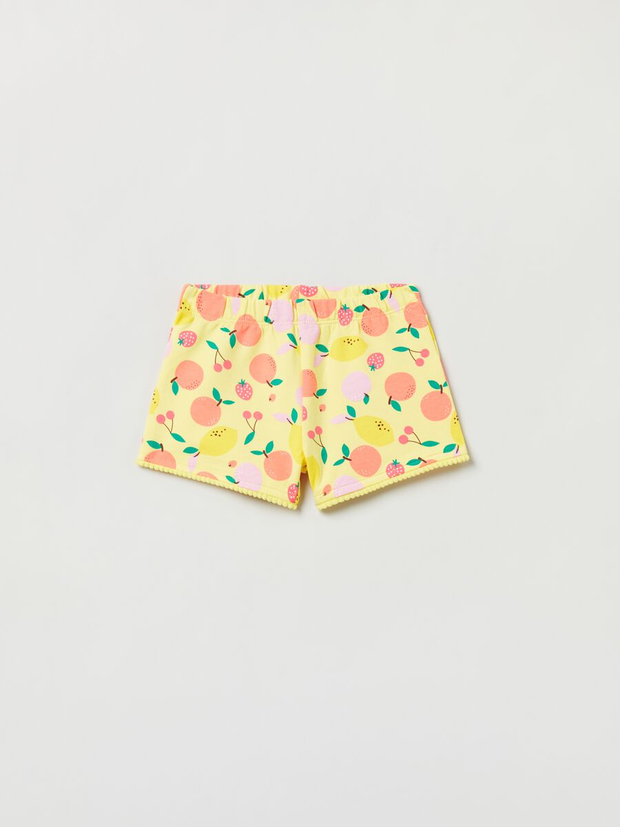 Shorts in French Terry con stampa e pon pon_0